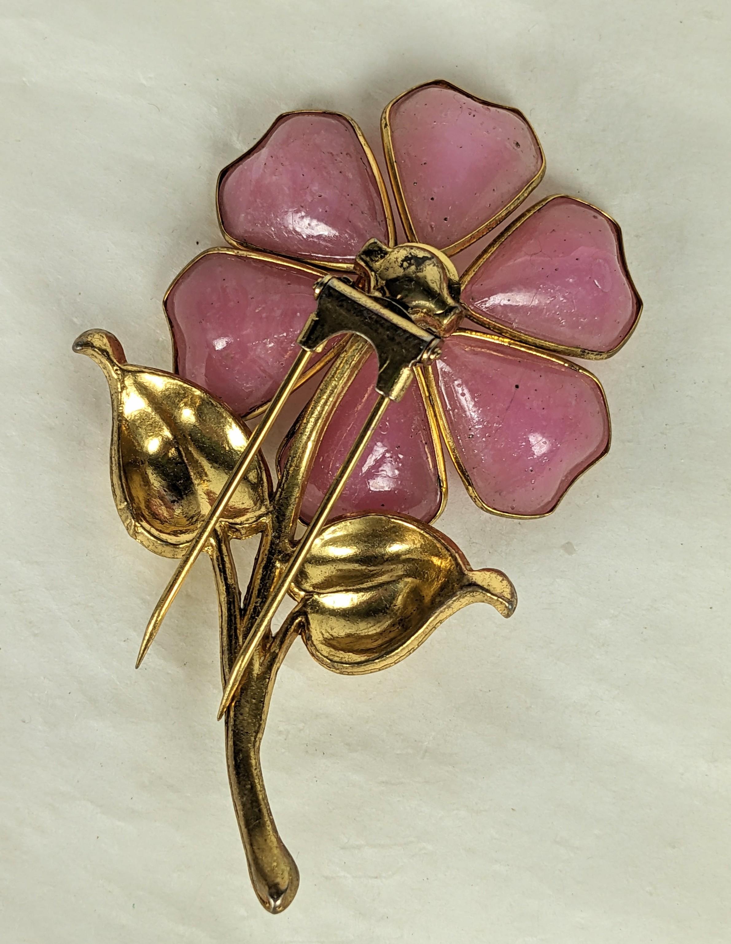 Art Deco Gripoix Style Pink Flower Clip For Sale 1