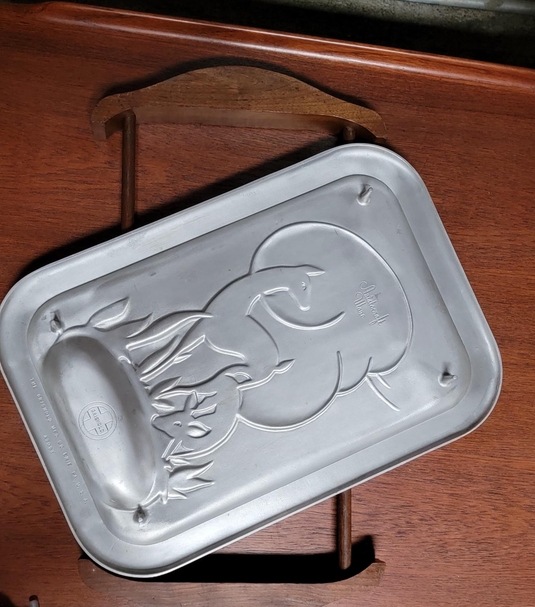 Art Deco style aluminum two piece serving tray by Griswold Manufacturing. Marked 