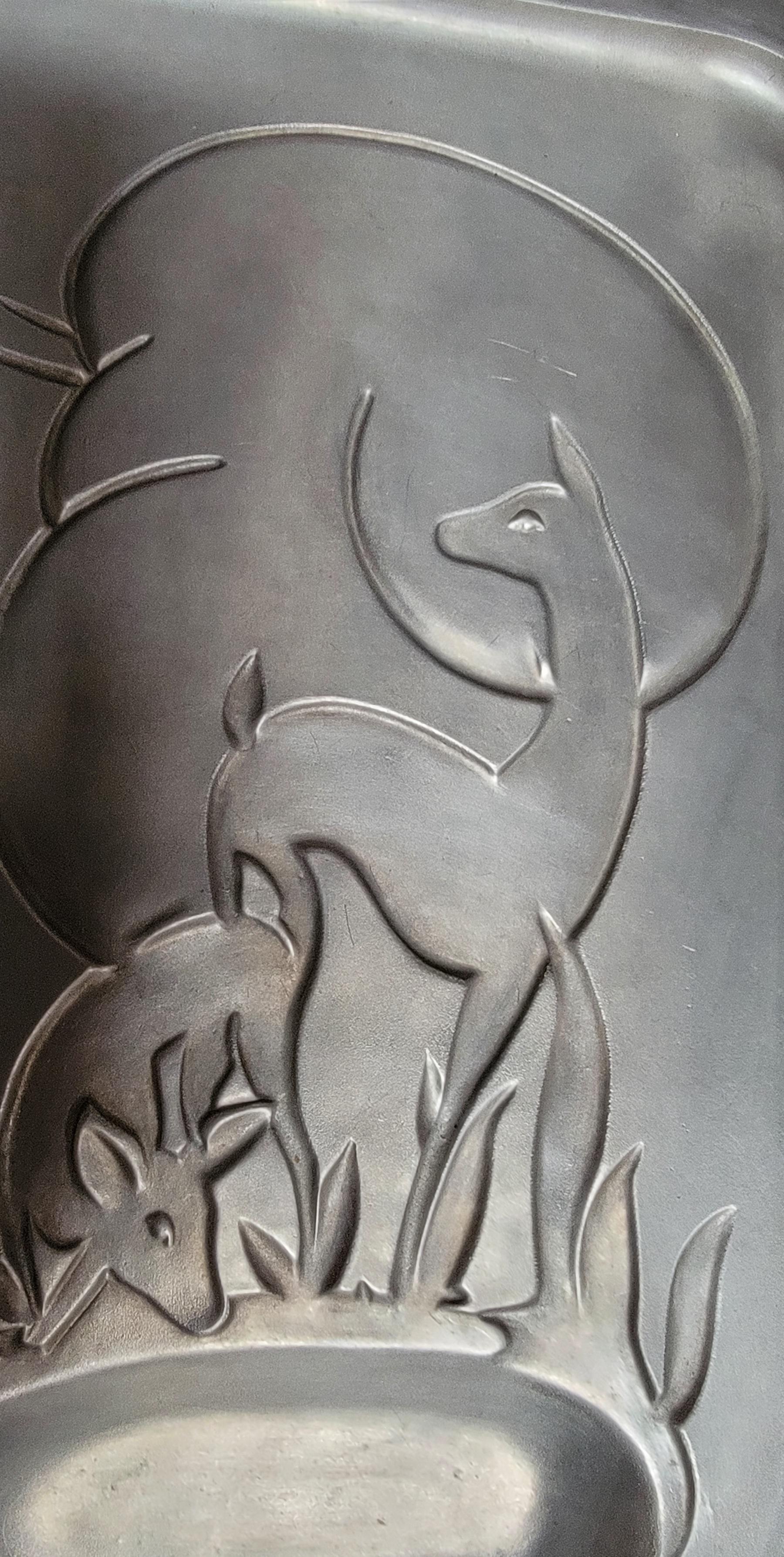 Art Deco Gazelle Aluminum Serving Platter by Griswold For Sale 1