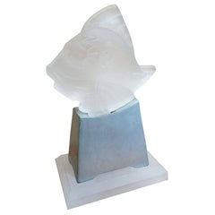 Art Deco GROS POISSON Frosted Art Glass Fish Accent Lamp