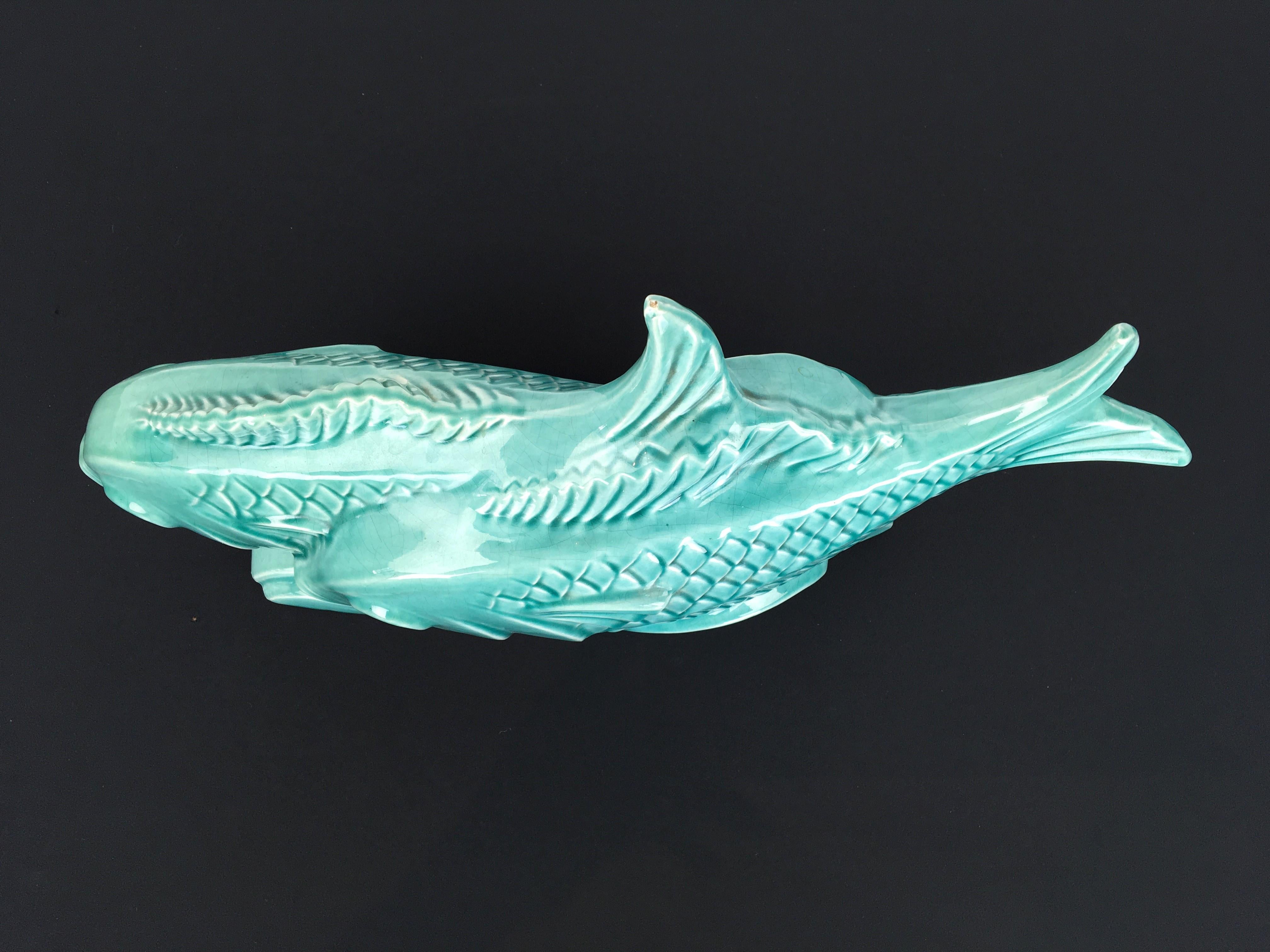 Groupe de poissons en céramique craquelée Art Déco, France en vente 1