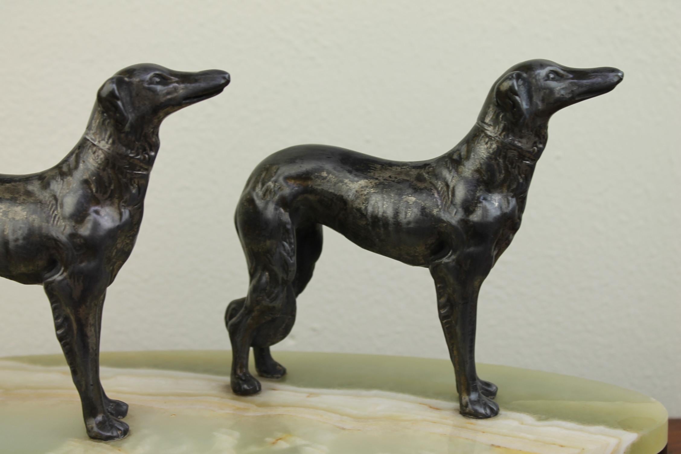 Art Deco Group of Greyhounds on Marble Base 7