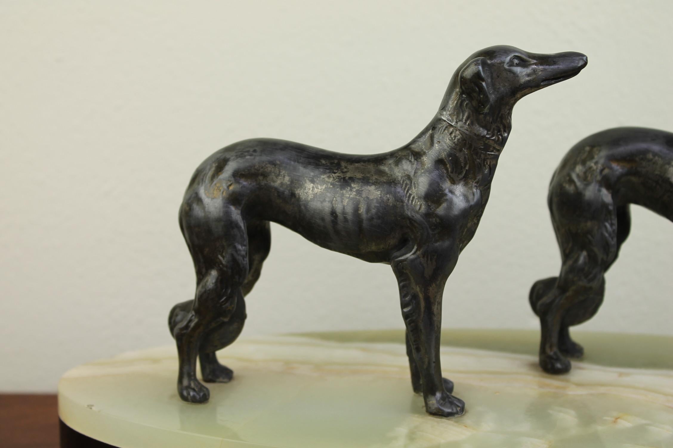 Art Deco Group of Greyhounds on Marble Base 8
