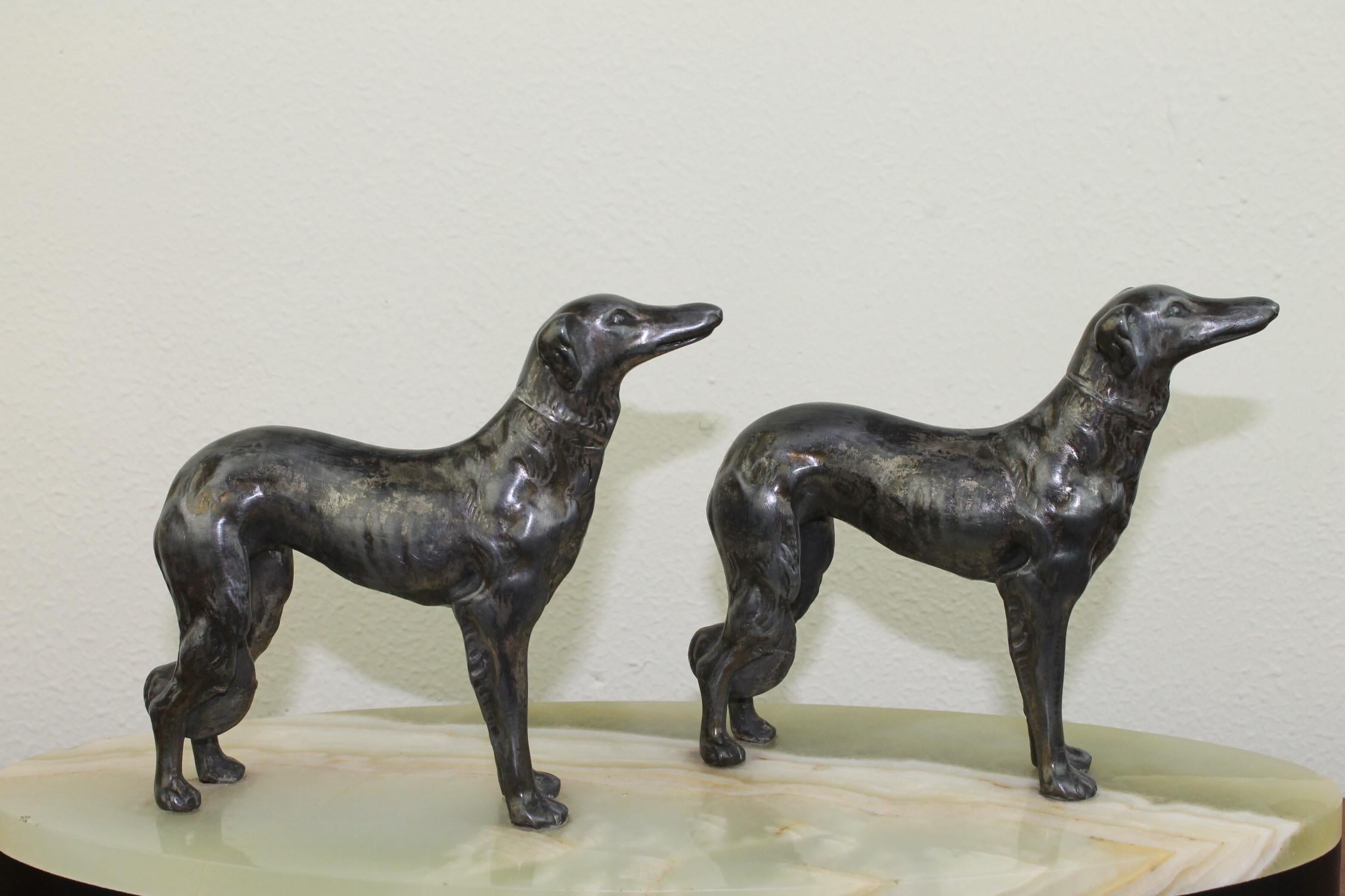 Art Deco Group of Greyhounds on Marble Base 9