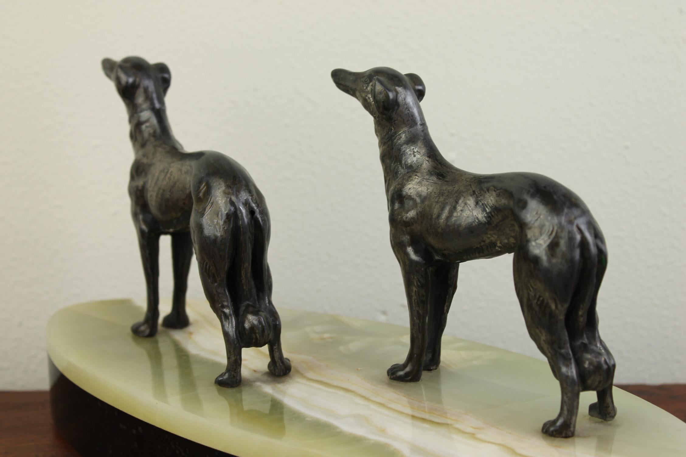 Art Deco Group of Greyhounds on Marble Base 11