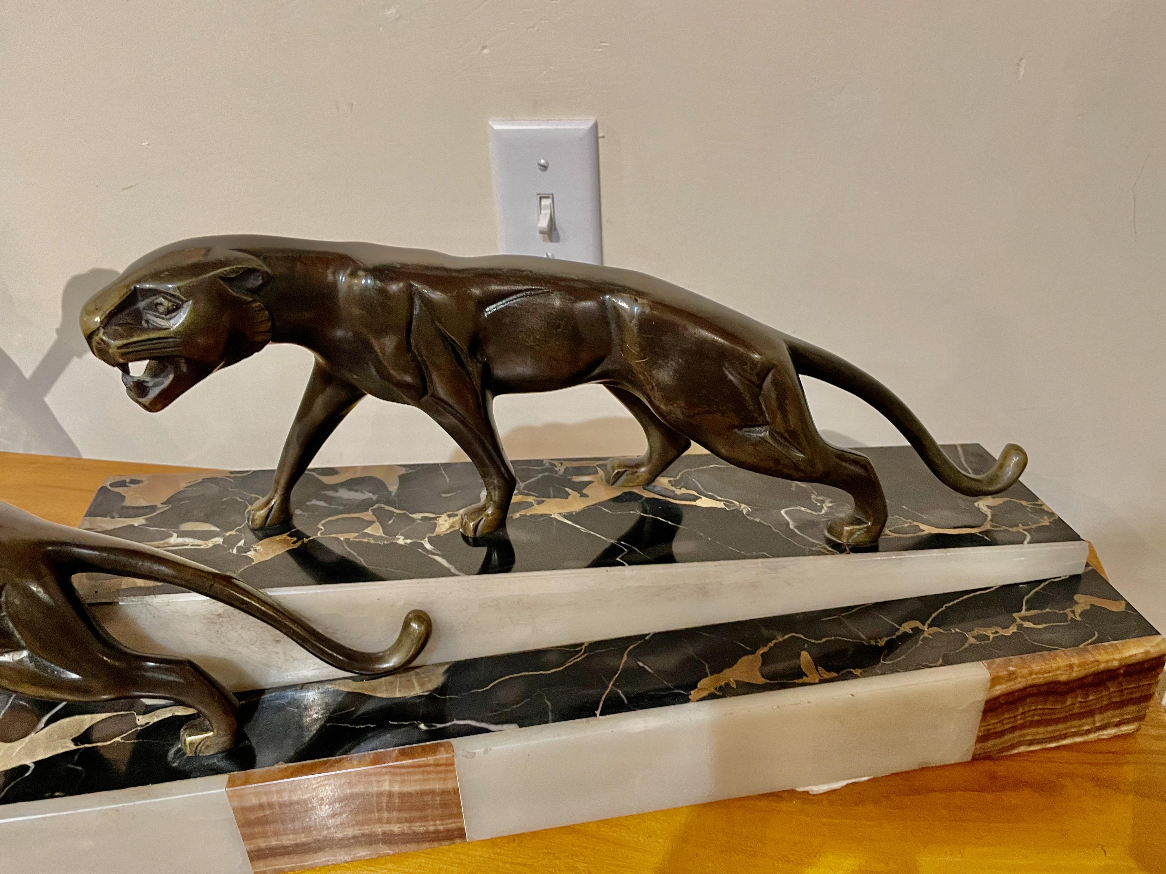Art Deco Group of Panthers by the French Artist Dominique Jean Baptiste Hugues In Good Condition For Sale In Oakland, CA