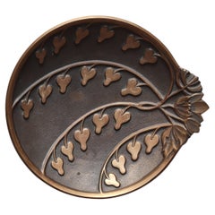 Vassoio Art Deco "Ægte Malm" in bronzo patinato, Danimarca, anni '30
