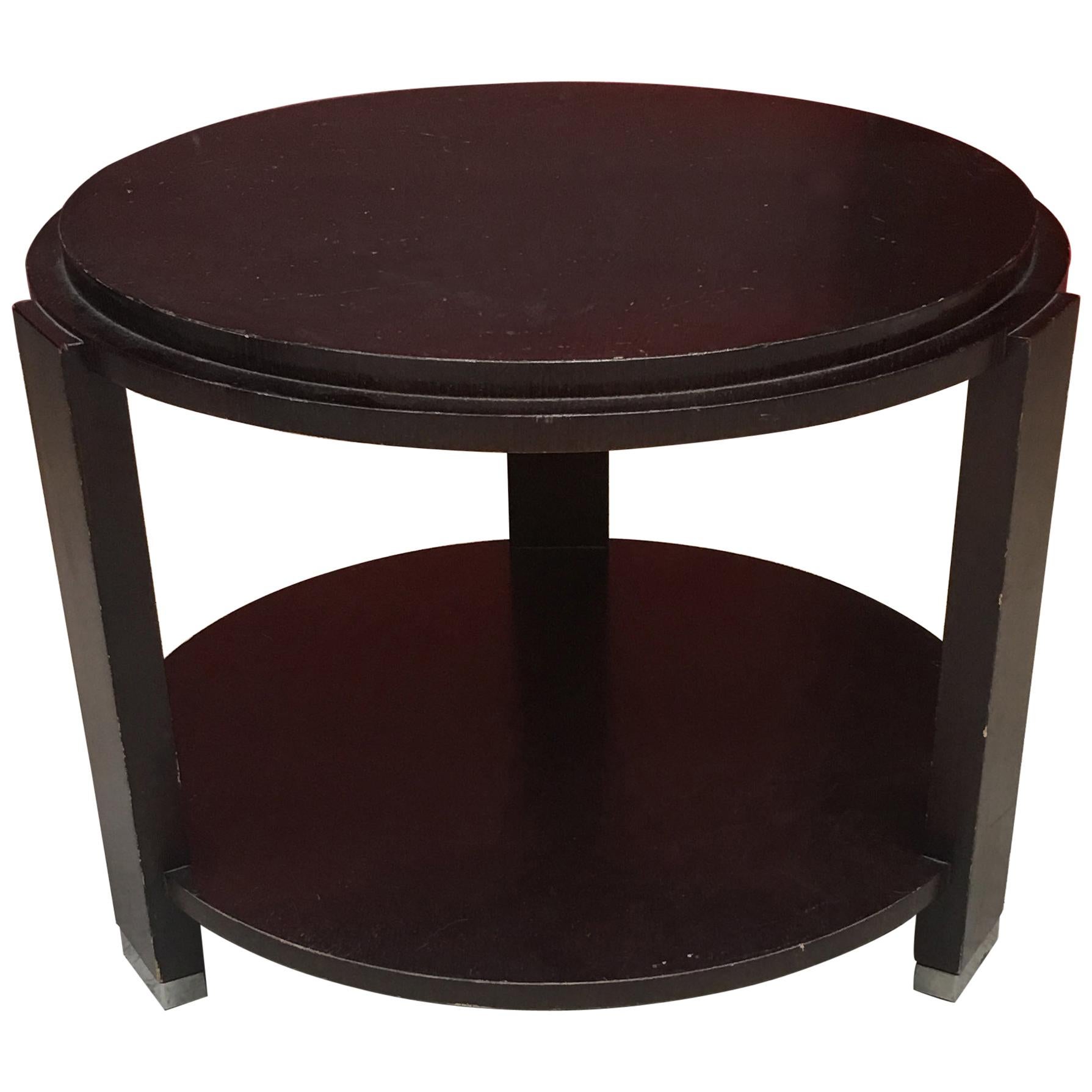 Art Deco Gueridon in Stained Oak circa 1930-1940, Hooves in Chromed Metal For Sale