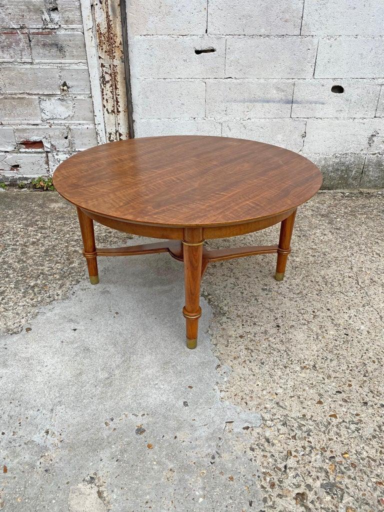 French  Art Deco Gueridon in Walnut Veneer by Jules Leleu, signed,  circa 1930  For Sale