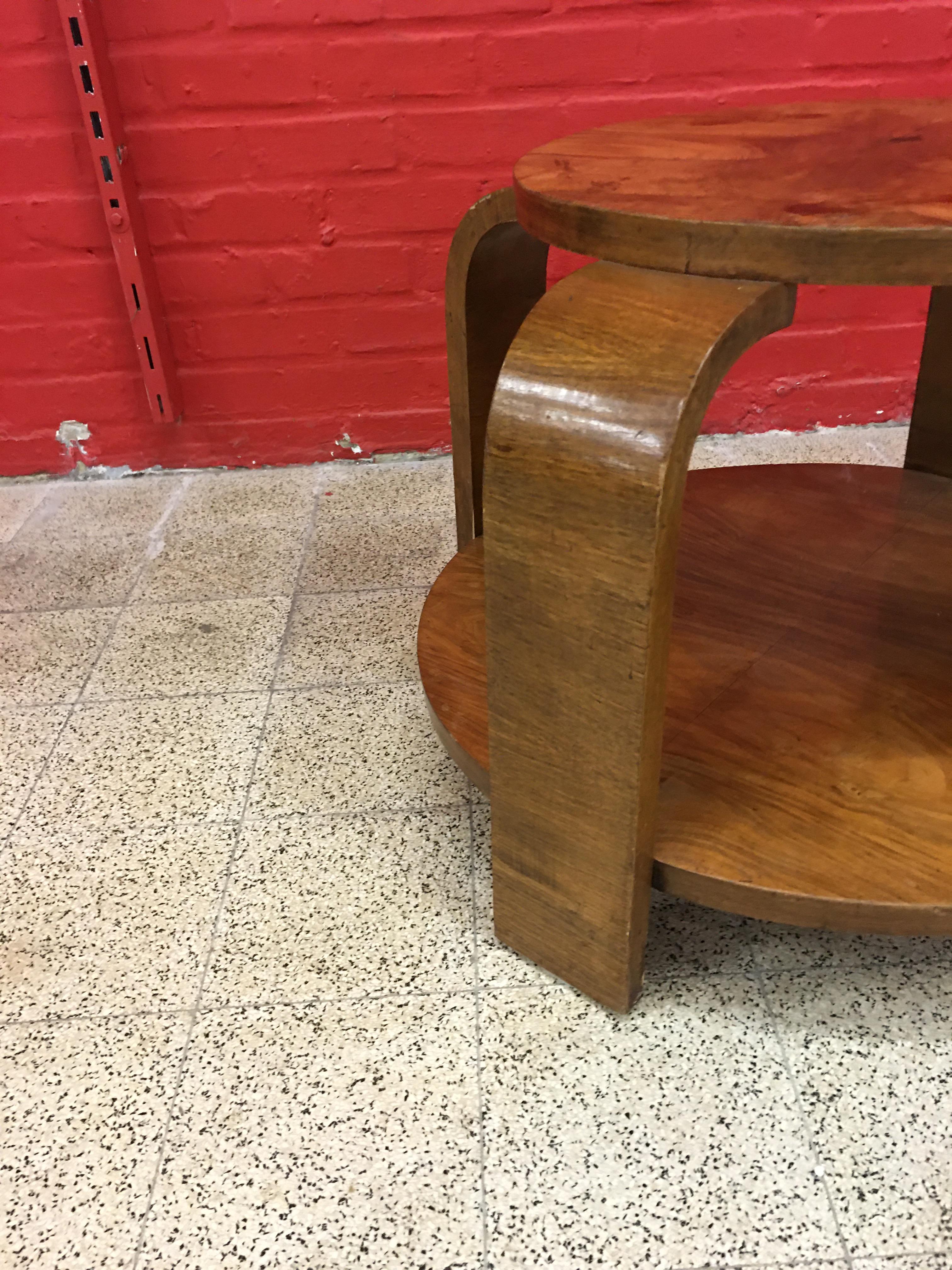 Art Deco Gueridon in Walnut Veneer, circa 1930 In Good Condition For Sale In Saint-Ouen, FR