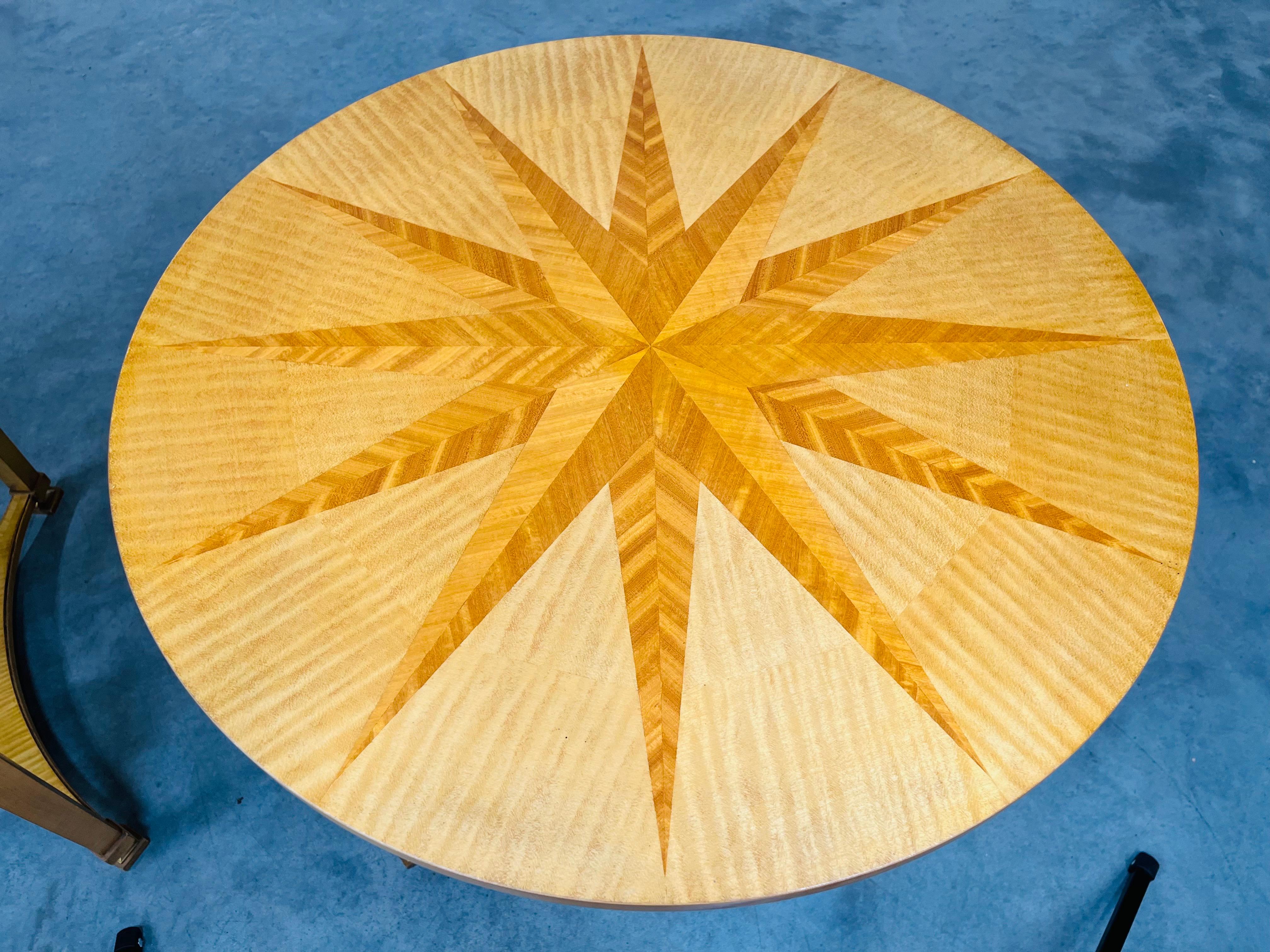 American Neoclassical Gueridon Side Parquetry Tables By Andre’ Arbus For Baker, A Pair