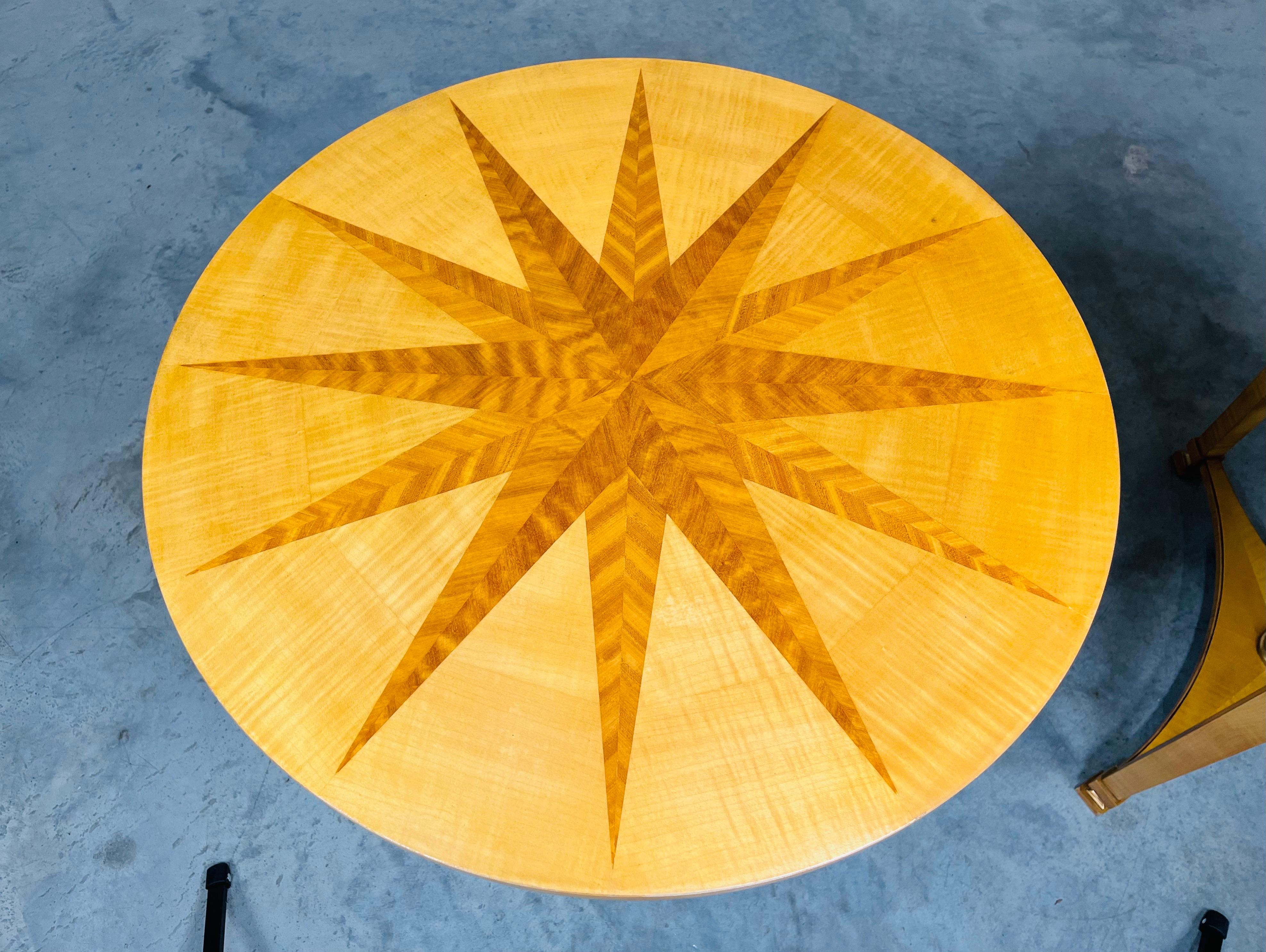 Neoclassical Gueridon Side Parquetry Tables By Andre’ Arbus For Baker, A Pair In Excellent Condition In Southampton, NJ