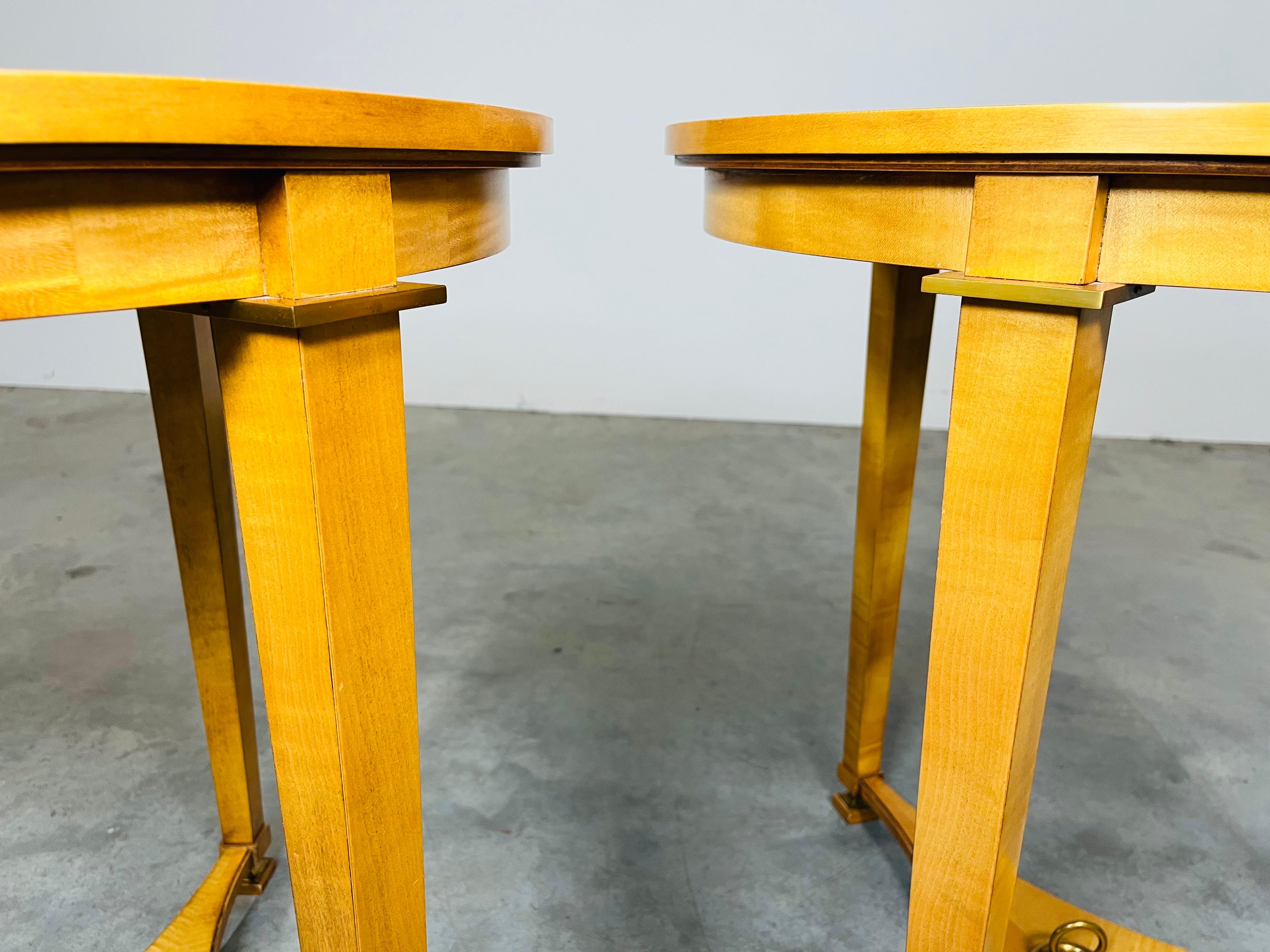 Neoclassical Gueridon Side Parquetry Tables By Andre’ Arbus For Baker, A Pair 2