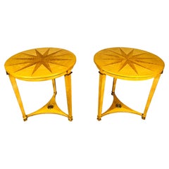 Neoclassical Gueridon Side Parquetry Tables By Andre’ Arbus For Baker, A Pair