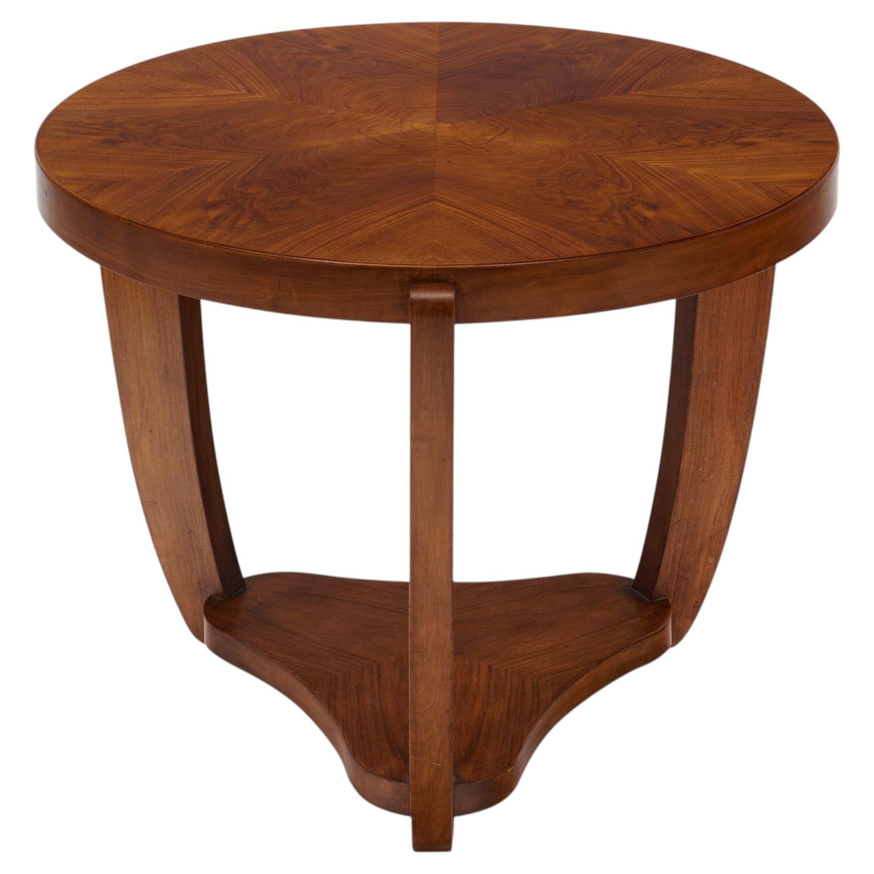 Art Deco Gueridon Table, Blond Walnut, French Design, 1930