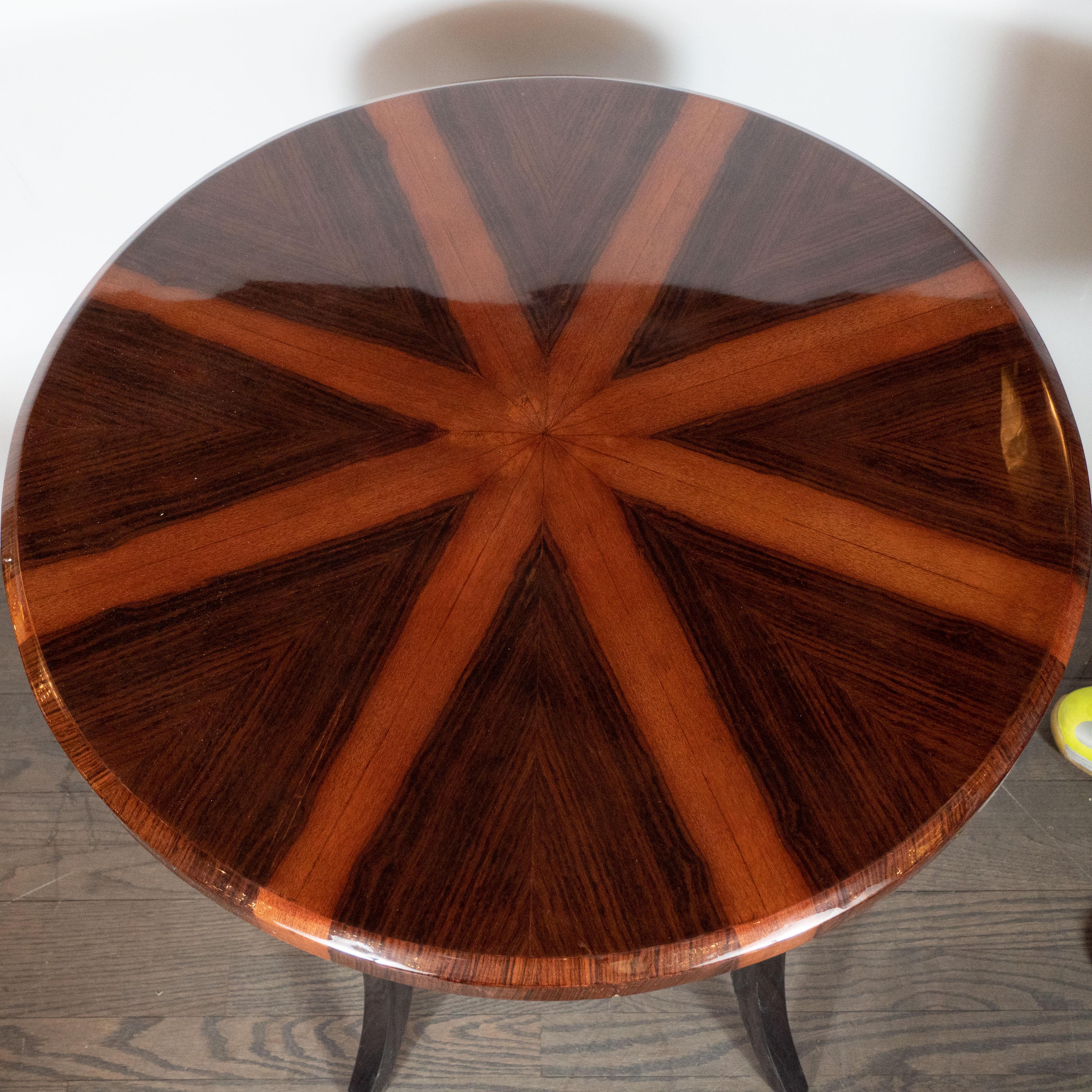 Art Deco Gueridon Table with Bookmatched Starburst Walnut and Carpathian Elm Top 1