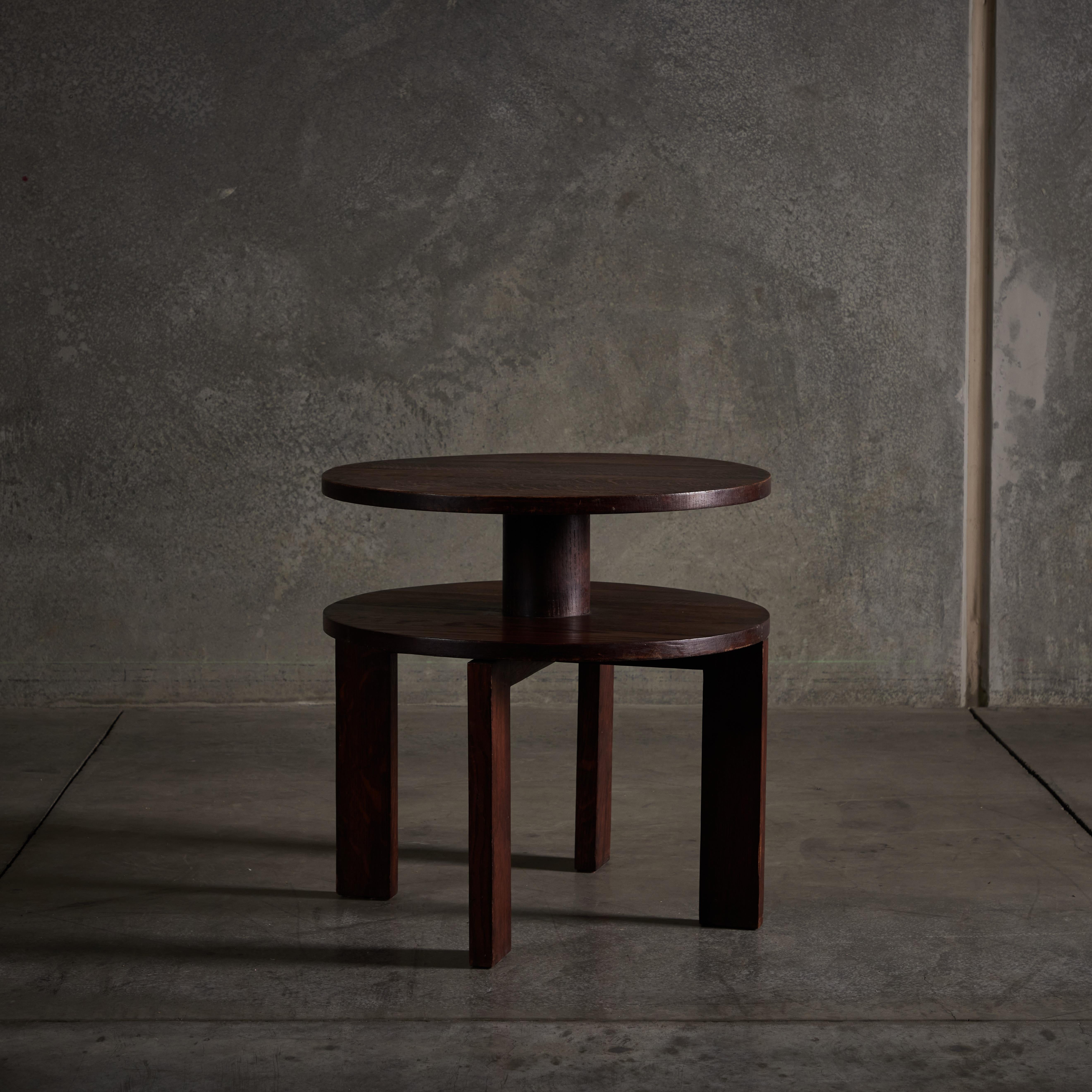 Oak Art Deco Gueridons by Jacques Vienot for Primavera