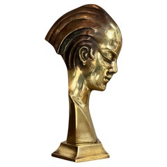 Art Deco Guido Cacciapuoti Bronze moulé Sculpture d'une dame