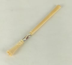 Art Deco Guilloche Enamel and Carved Bone Cigarette Holder with Case