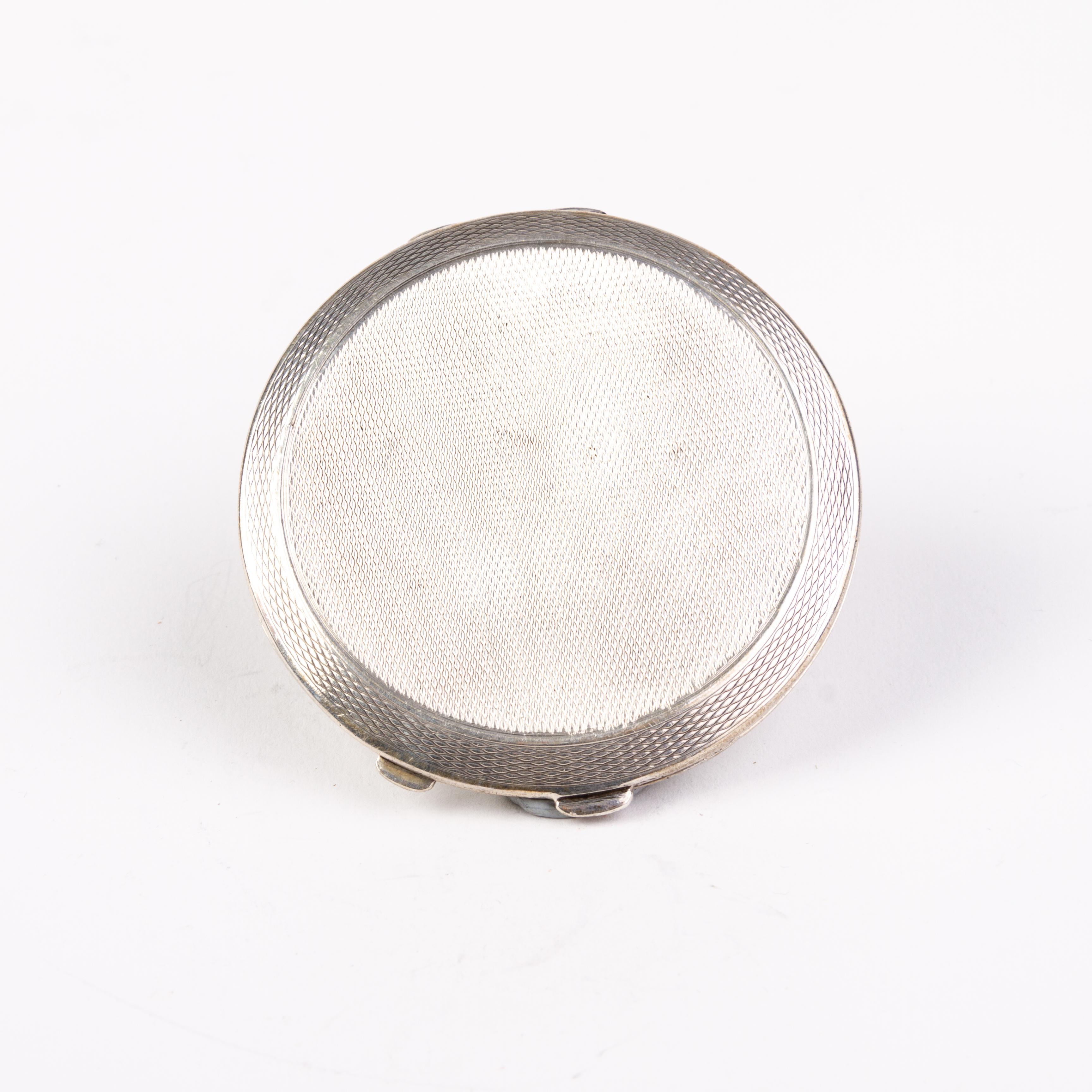 Art Deco Guilloche Enamel Silver Compact For Sale 1