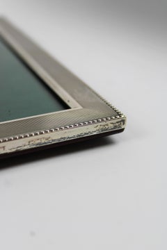 Art Deco Guilloché Silver Picture Frame Illegible Hallmarks Oak Back France 1920