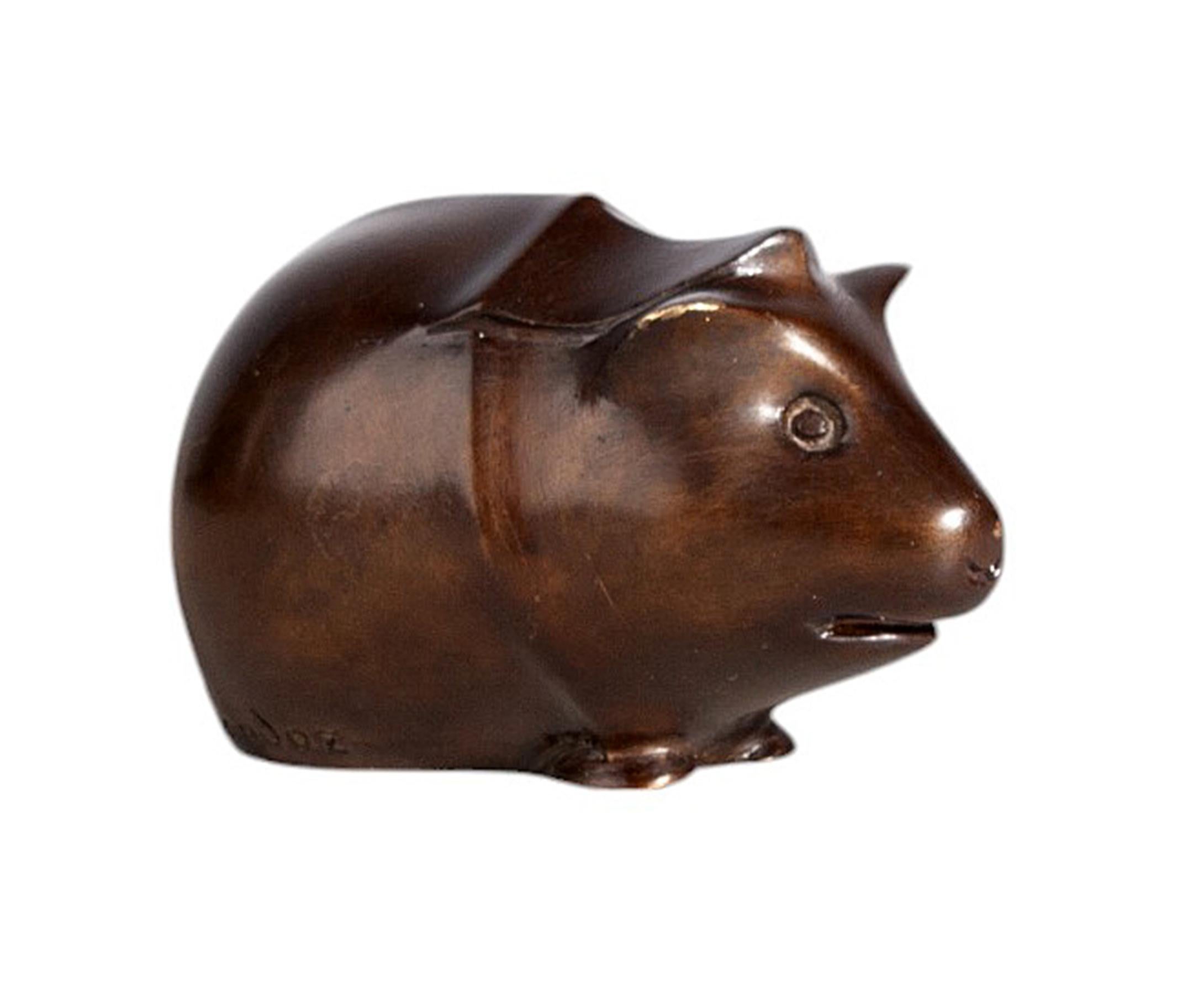 Français Presse-papier Art Déco en bronze en forme de cochon d'Inde par E. M. Sandoz pour Susse Frères, France en vente