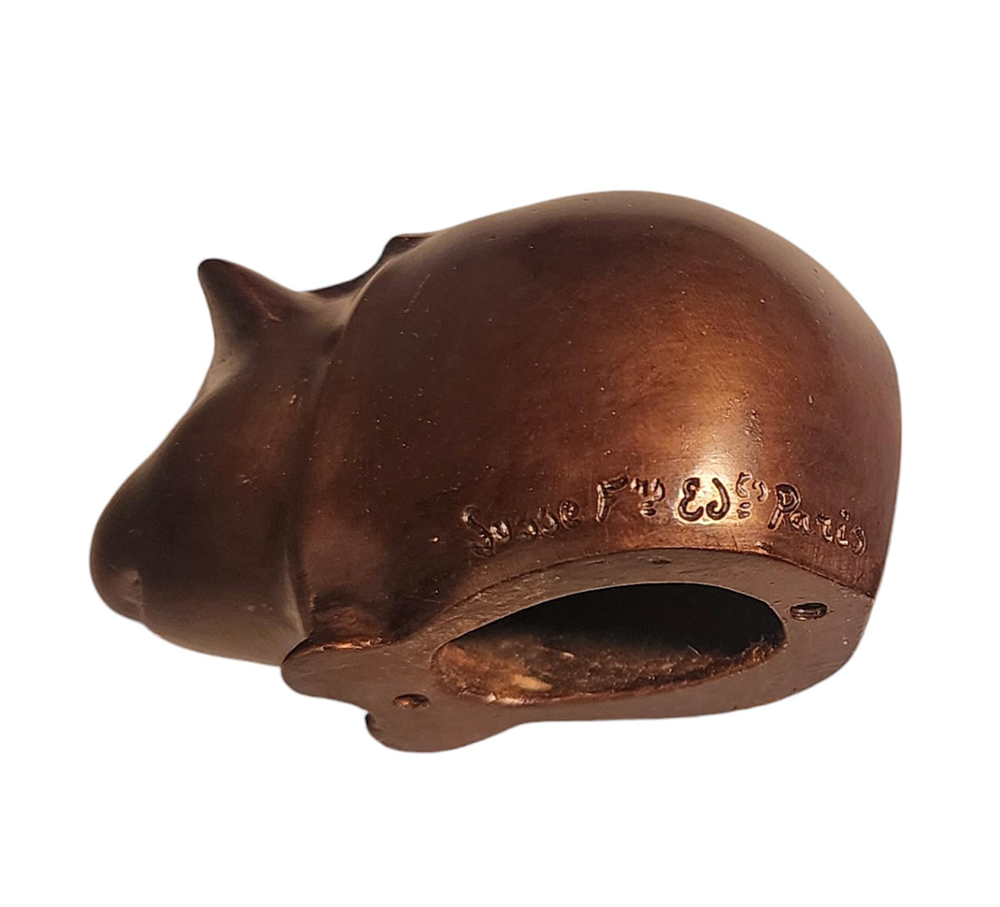 Presse-papier Art Déco en bronze en forme de cochon d'Inde par E. M. Sandoz pour Susse Frères, France Bon état - En vente à North Miami, FL