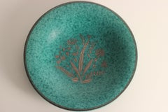 Art Deco Gustavsberg Argenta Ceramic Plate with Silver Inlay by Wilhelm Kåge