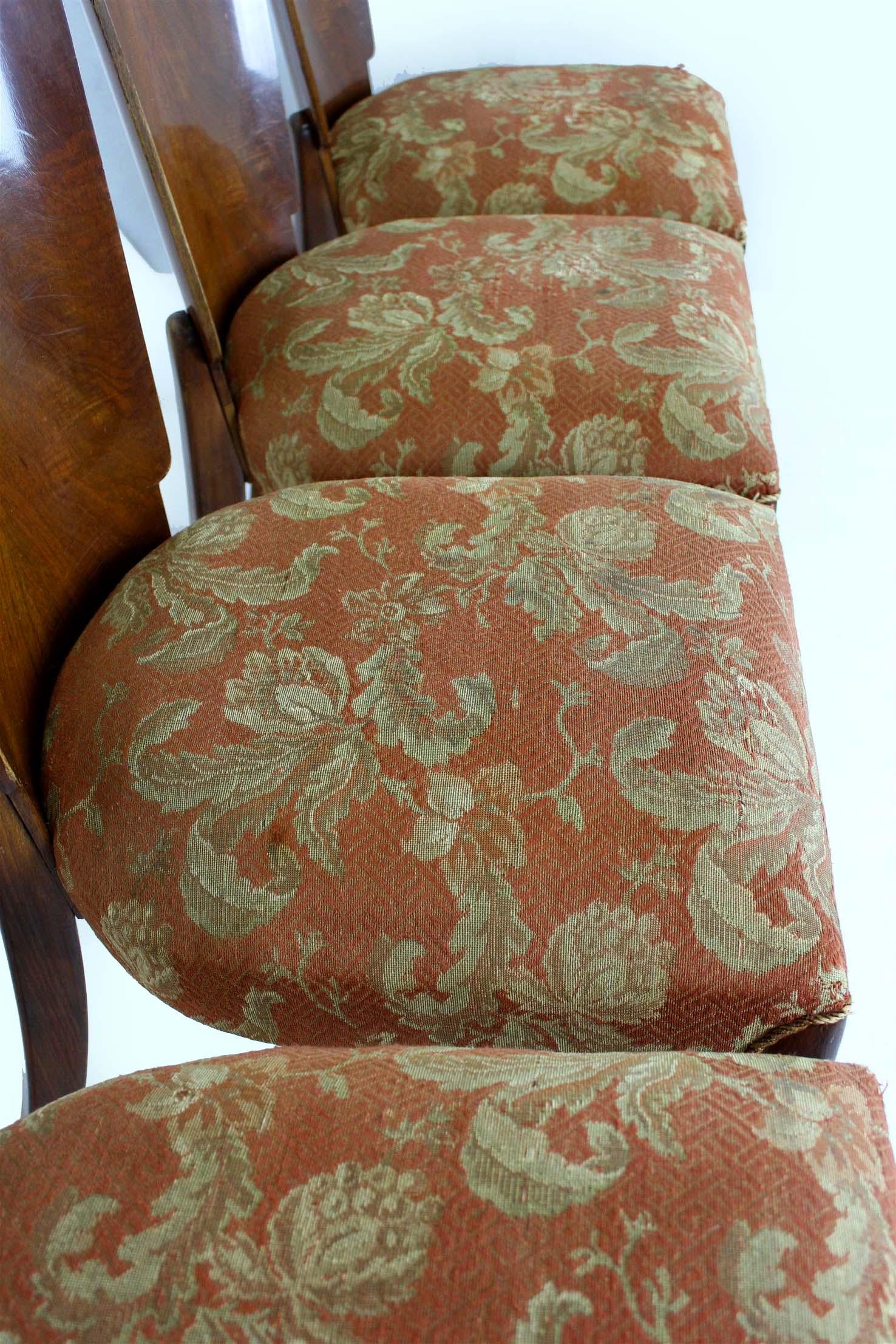 Sedie da pranzo Art Deco H-214 di Jindrich Halabala per Up Závody, 1950, set di 4 pezzi in vendita 1