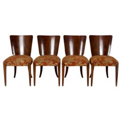 Sedie da pranzo Art Deco H-214 di Jindrich Halabala per Up Závody, 1950, set di 4 pezzi