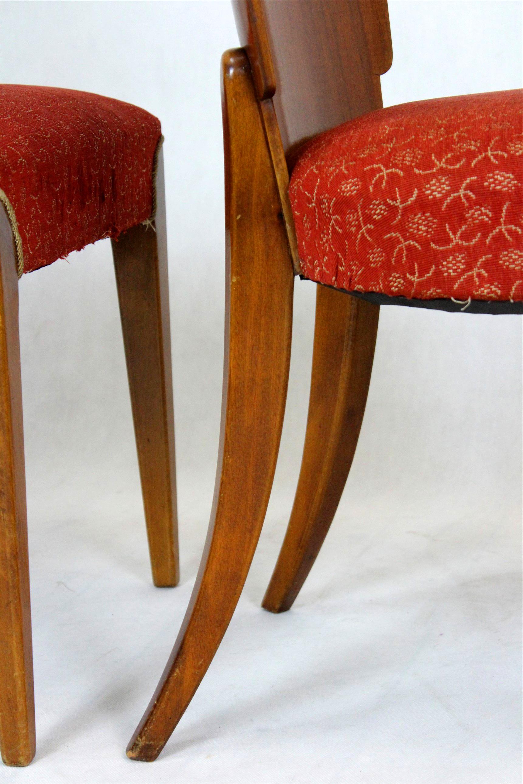 Art Deco H-214 Dining Chairs by Jindrich Halabala for UP Závody, 1950s, Set of 4 For Sale 5