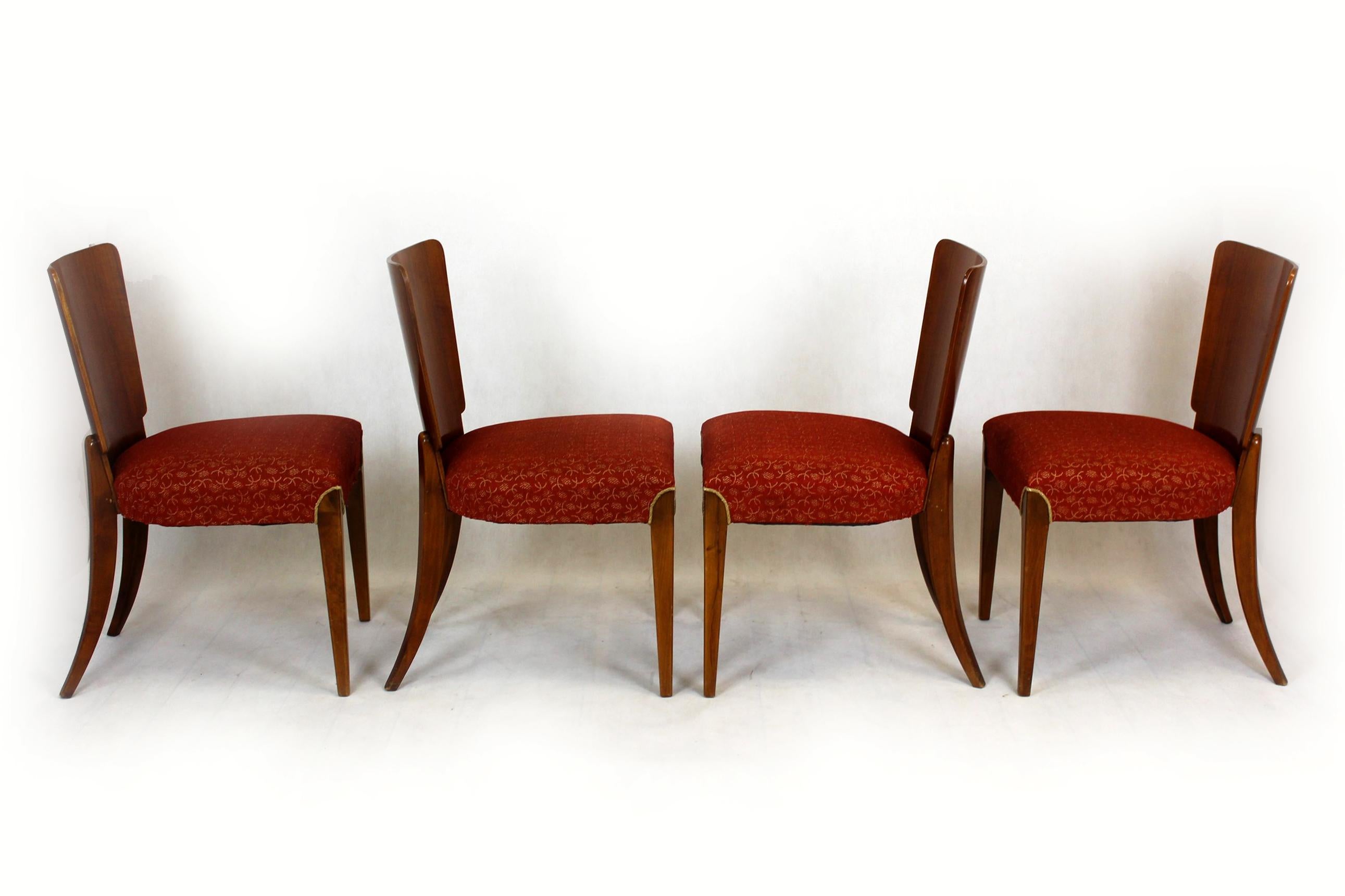 Art Deco H-214 Dining Chairs by Jindrich Halabala for UP Závody, 1950s, Set of 4 For Sale 6