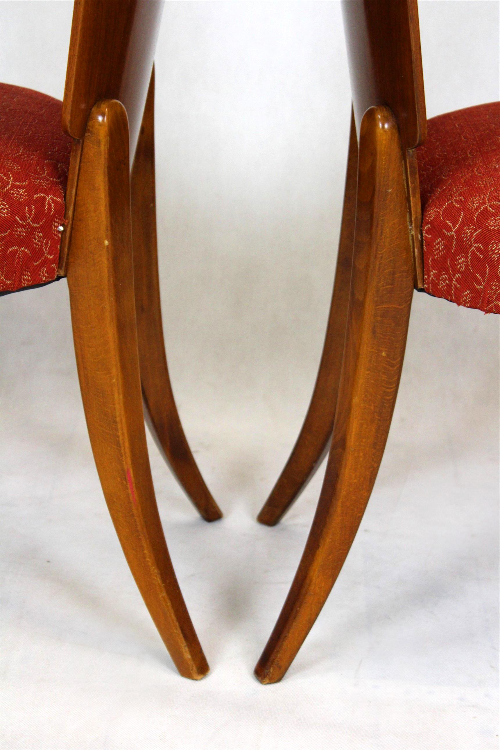 Art Deco H-214 Dining Chairs by Jindrich Halabala for UP Závody, 1950s, Set of 4 For Sale 9