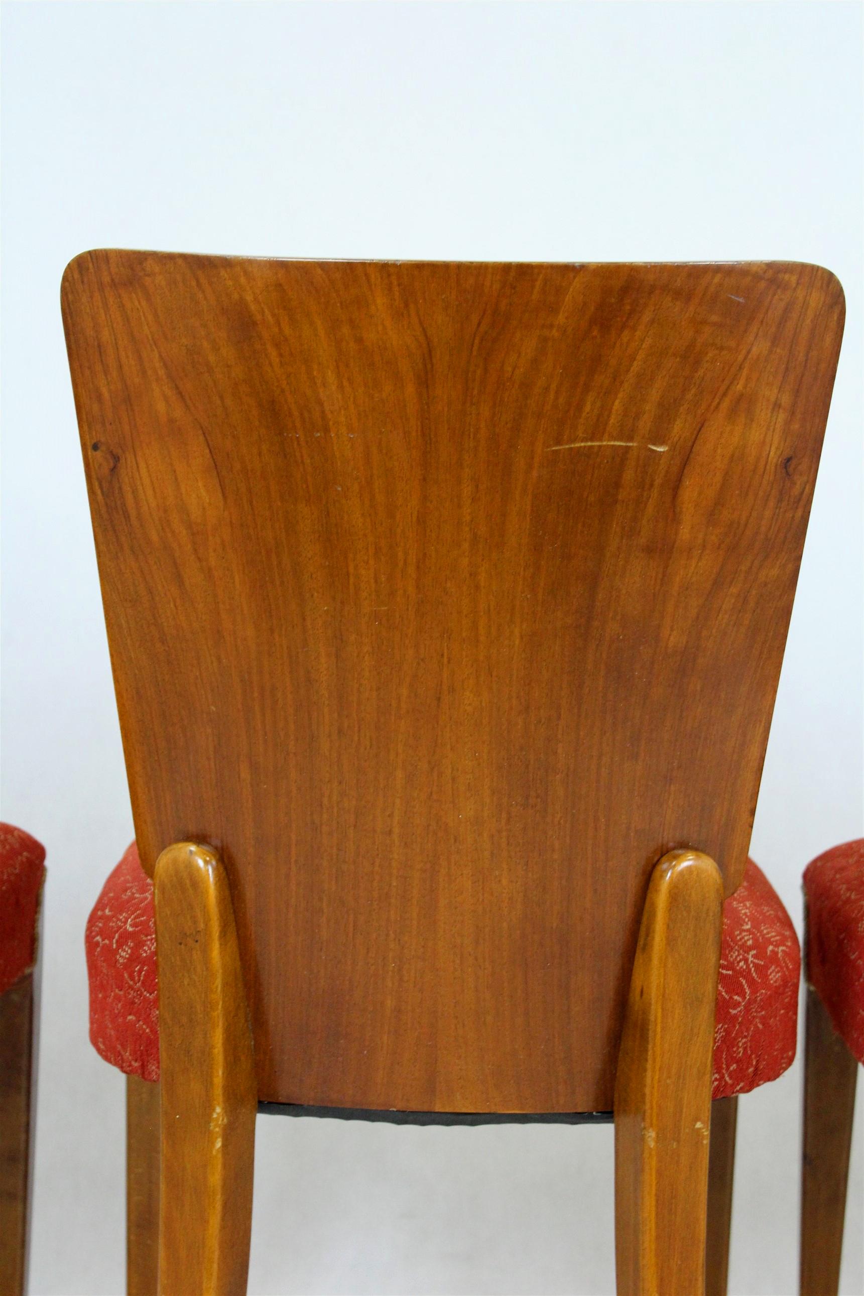 Art Deco H-214 Dining Chairs by Jindrich Halabala for UP Závody, 1950s, Set of 4 For Sale 11