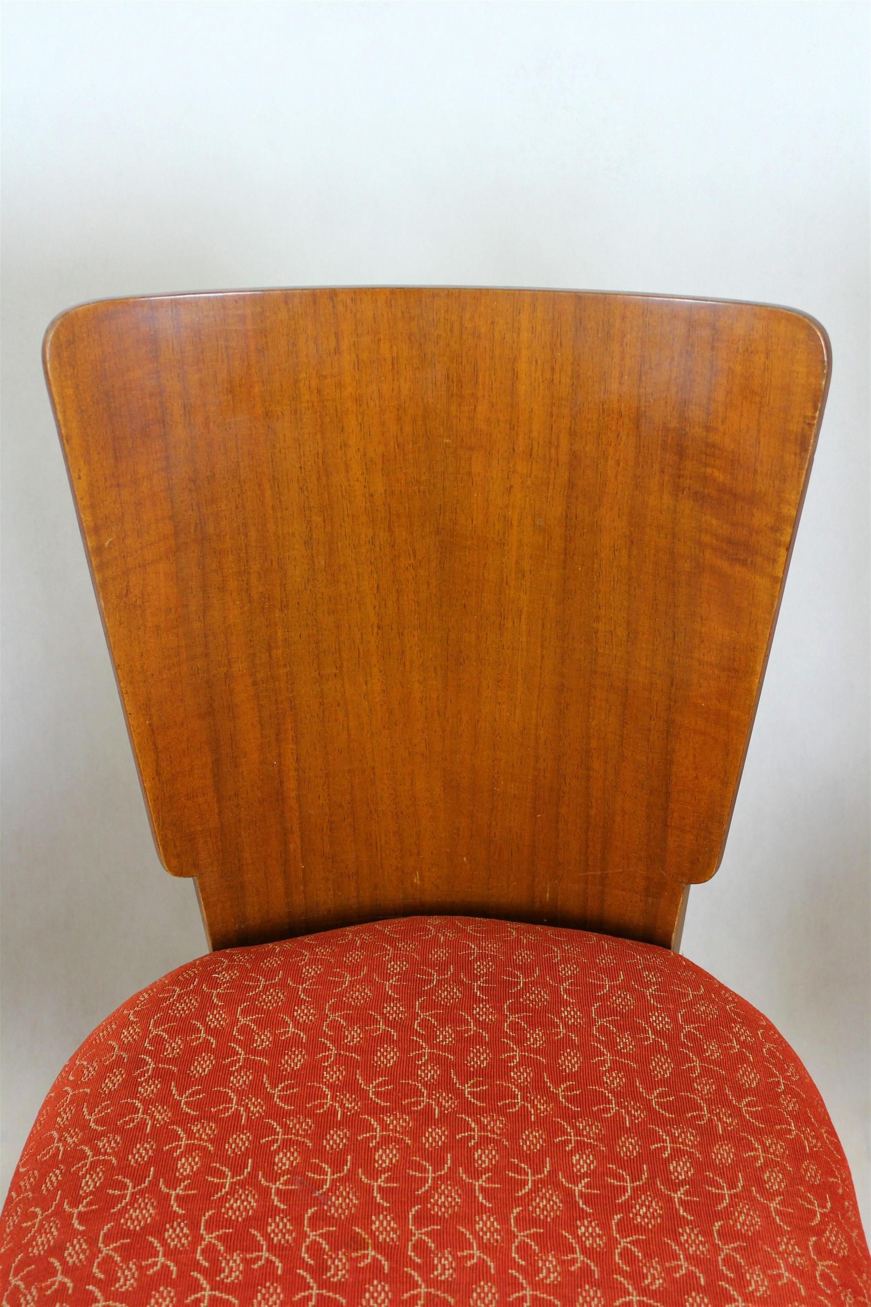Art Deco H-214 Dining Chairs by Jindrich Halabala for UP Závody, 1950s, Set of 4 In Fair Condition For Sale In Żory, PL