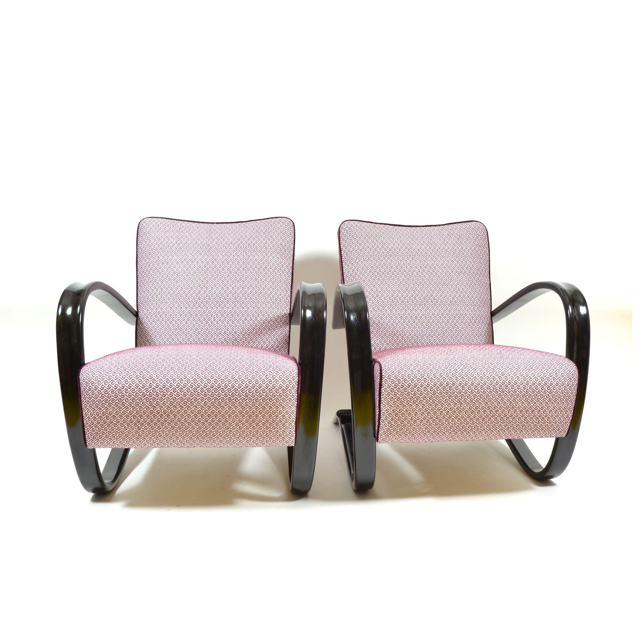 Czech Art Deco H-269 Armchairs by Jindrich Halabala for Thonet, 1930s, Set of 2 For Sale