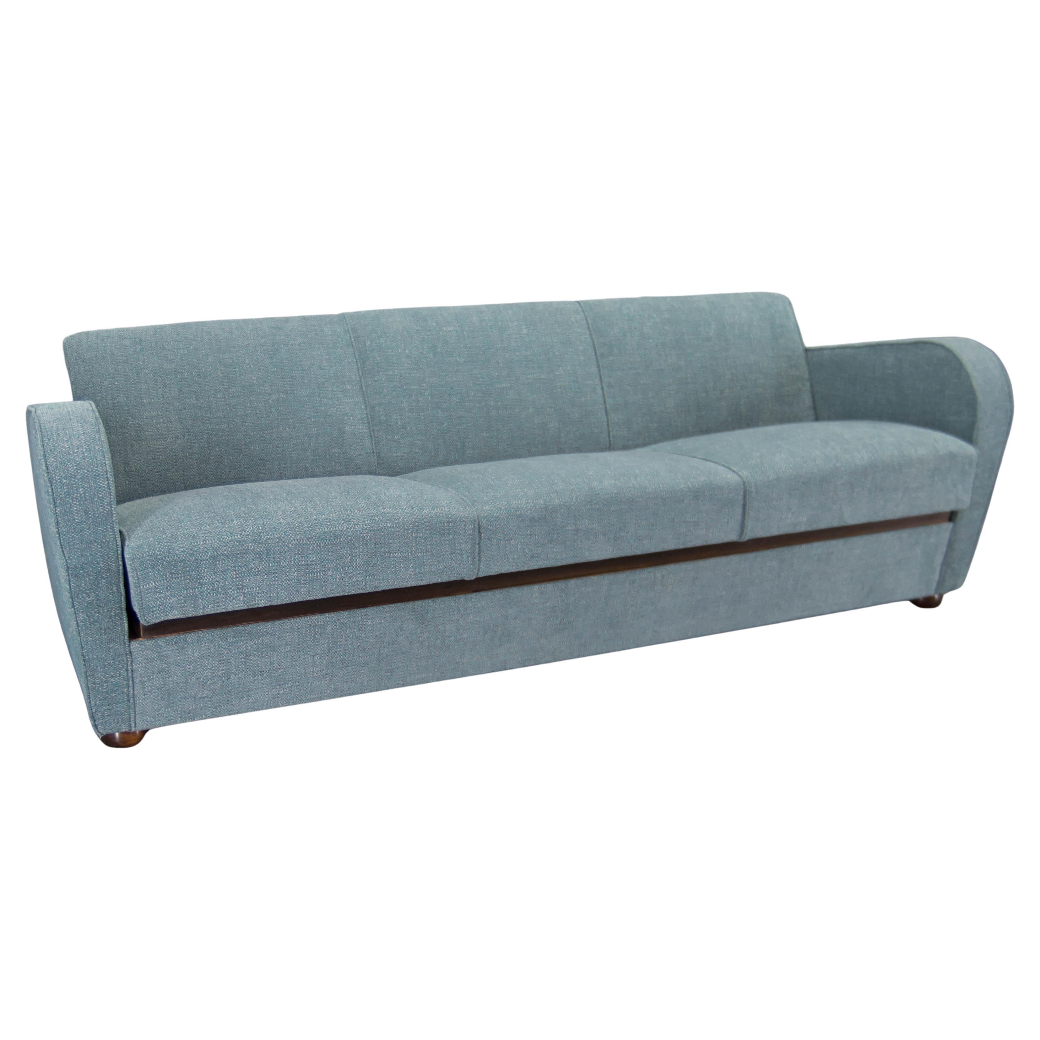 Divano Art Deco H. H. 363 di Jindřich Halabala, tappezzeria azzurra, anni 
30 in vendita