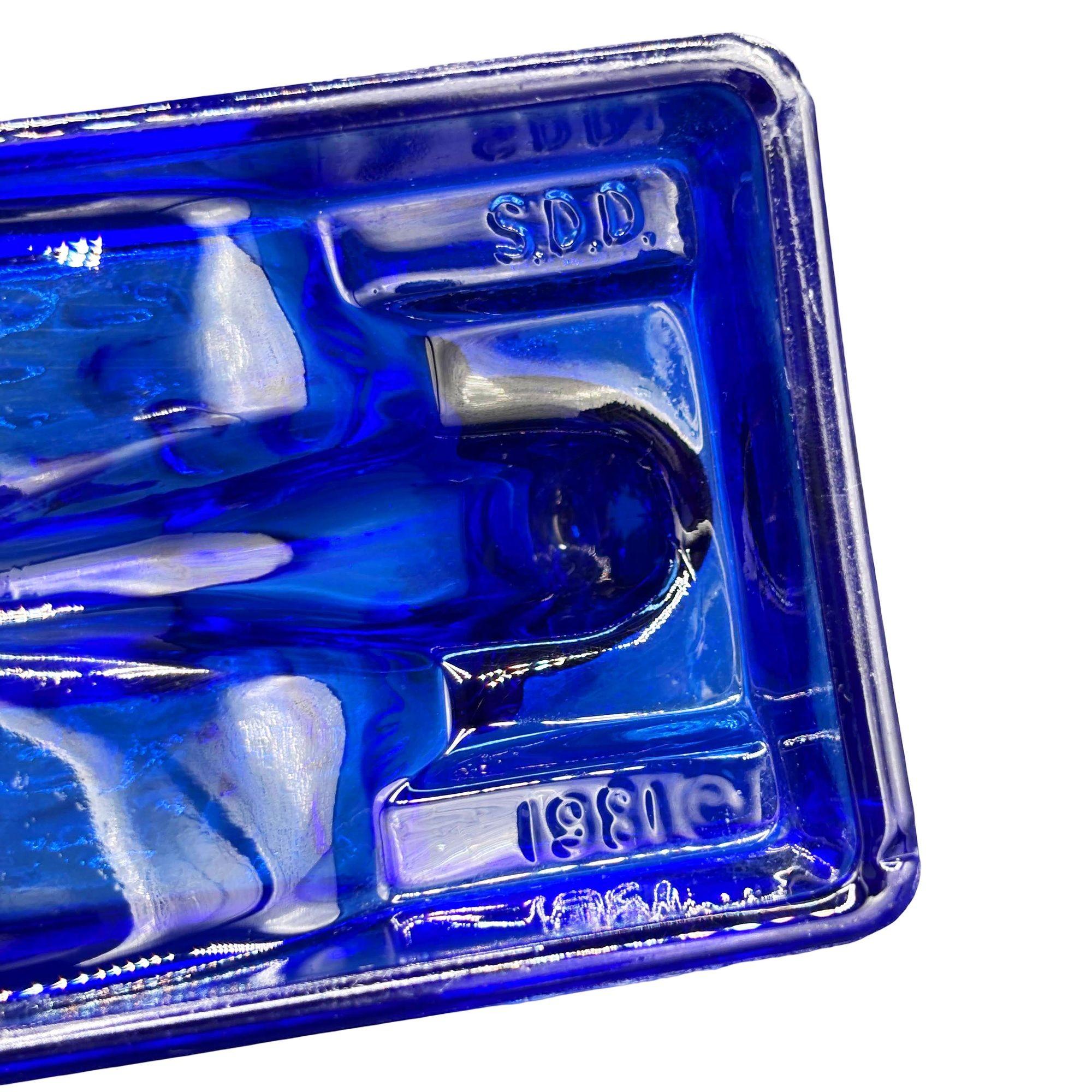 Porte-savon Art Déco H. Hoffman en verre dépoli cobalt par Sarsaparilla NYC Excellent état - En vente à Van Nuys, CA