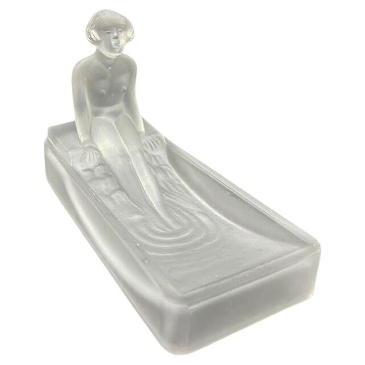 Art Deco H. Hoffman Frosted Opaque Glass Soap Dish by Sarsaparilla NYC
