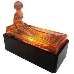 Lampada da tavolo in vetro artistico H. H. Peach in stile Art Deco di Sarsaparilla