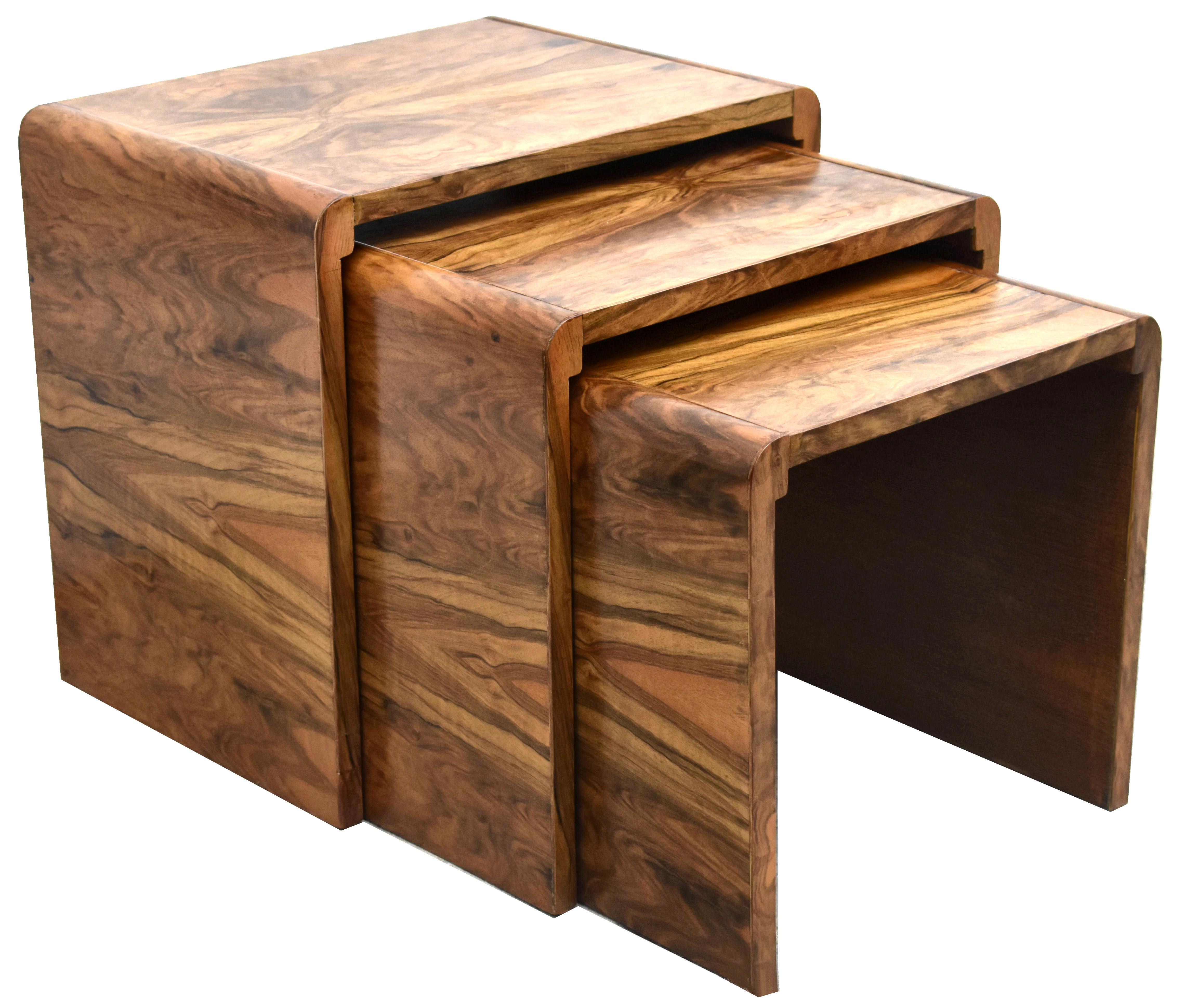 Art Deco H & L Epstein Set of Three Nest of Tables, English, C1930s In Good Condition In Devon, England