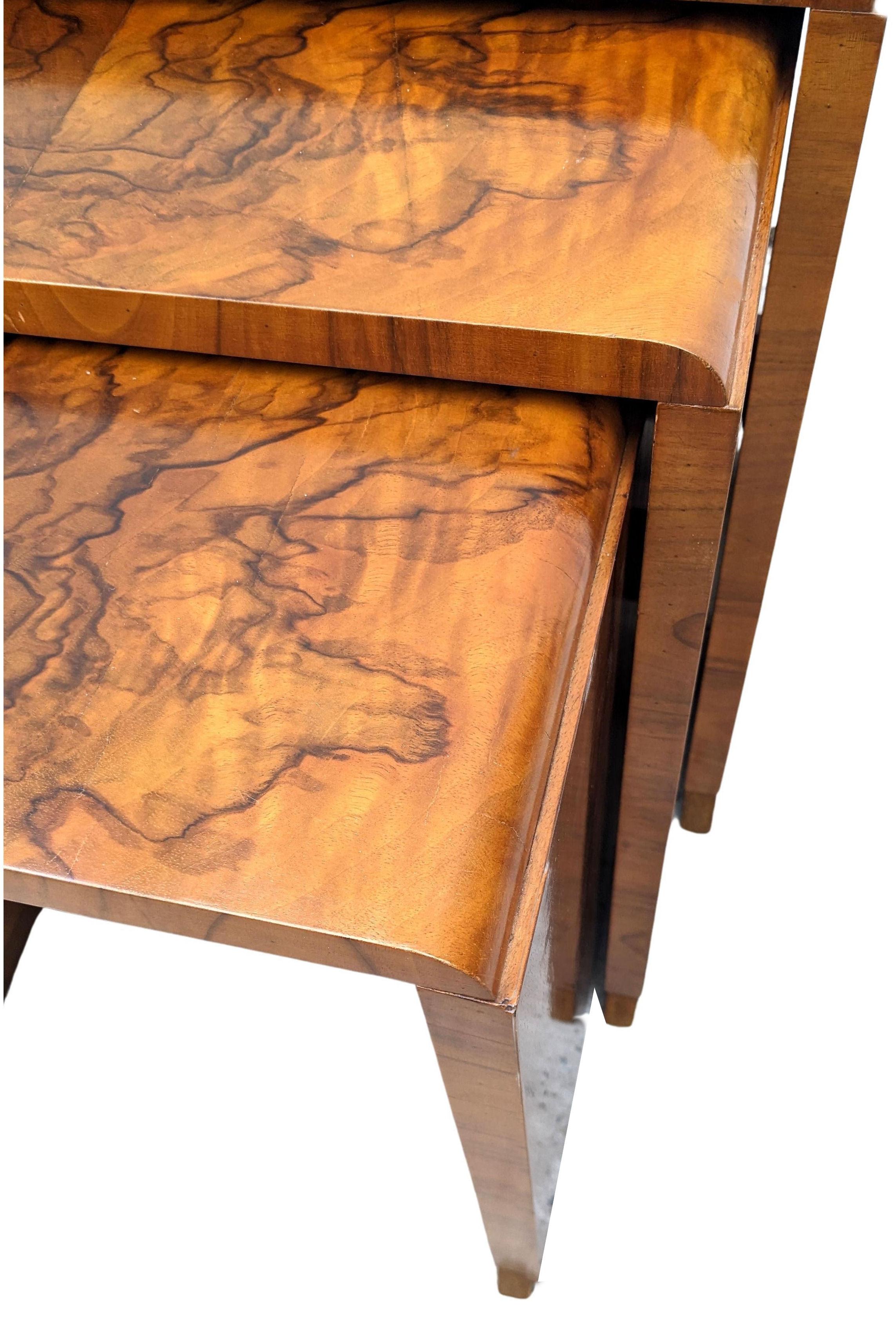 Art Deco H & L Epstein Set of Three Nest of Tables, English, c1930s In Good Condition In Devon, England