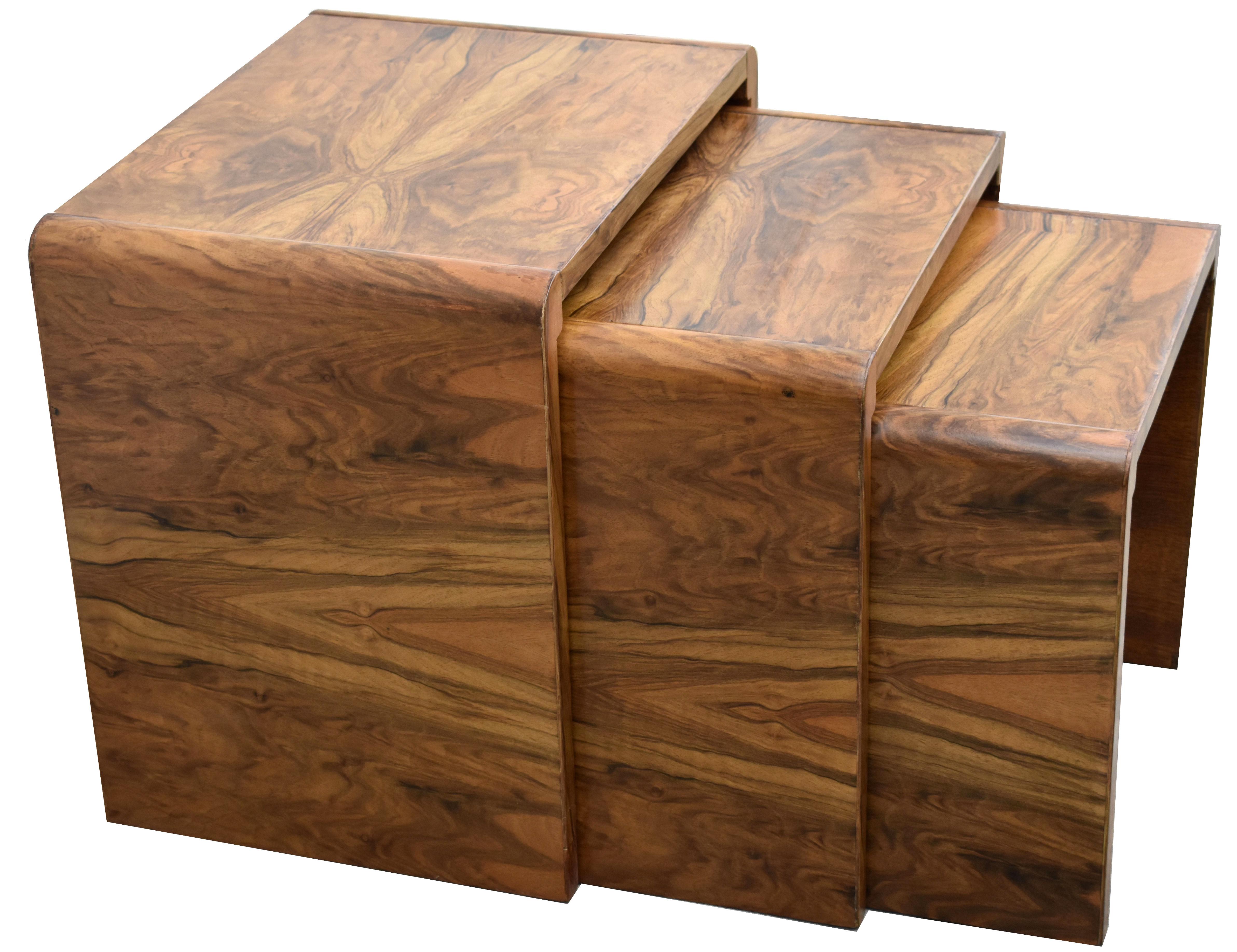 20th Century Art Deco H & L Epstein Set of Three Nest of Tables, English, C1930s