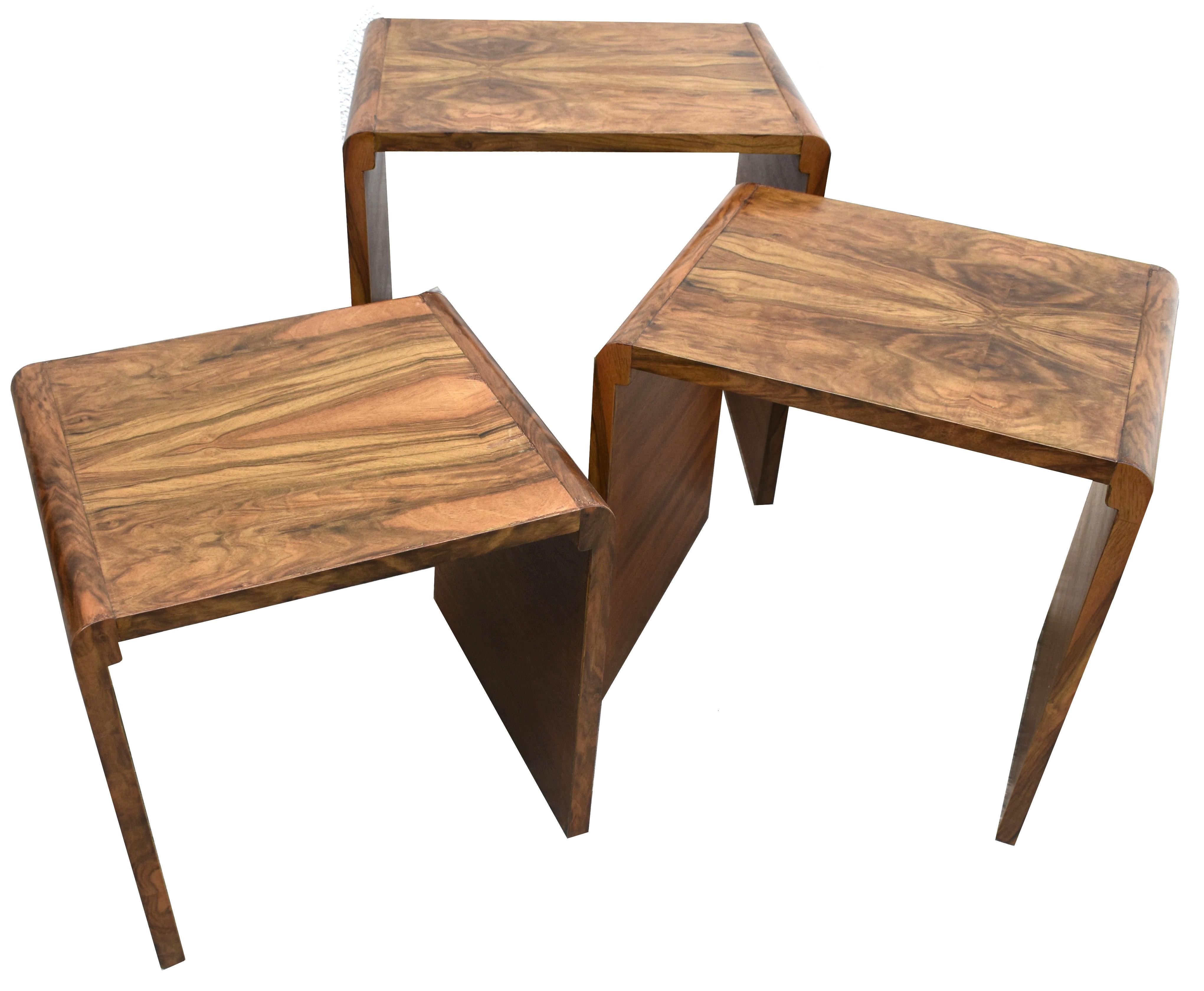 Art Deco H & L Epstein Set of Three Nest of Tables, English, C1930s 1