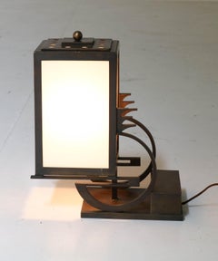 Art Deco Haagse School Bronze Table Lamp by C. J. Gellings, 1920s