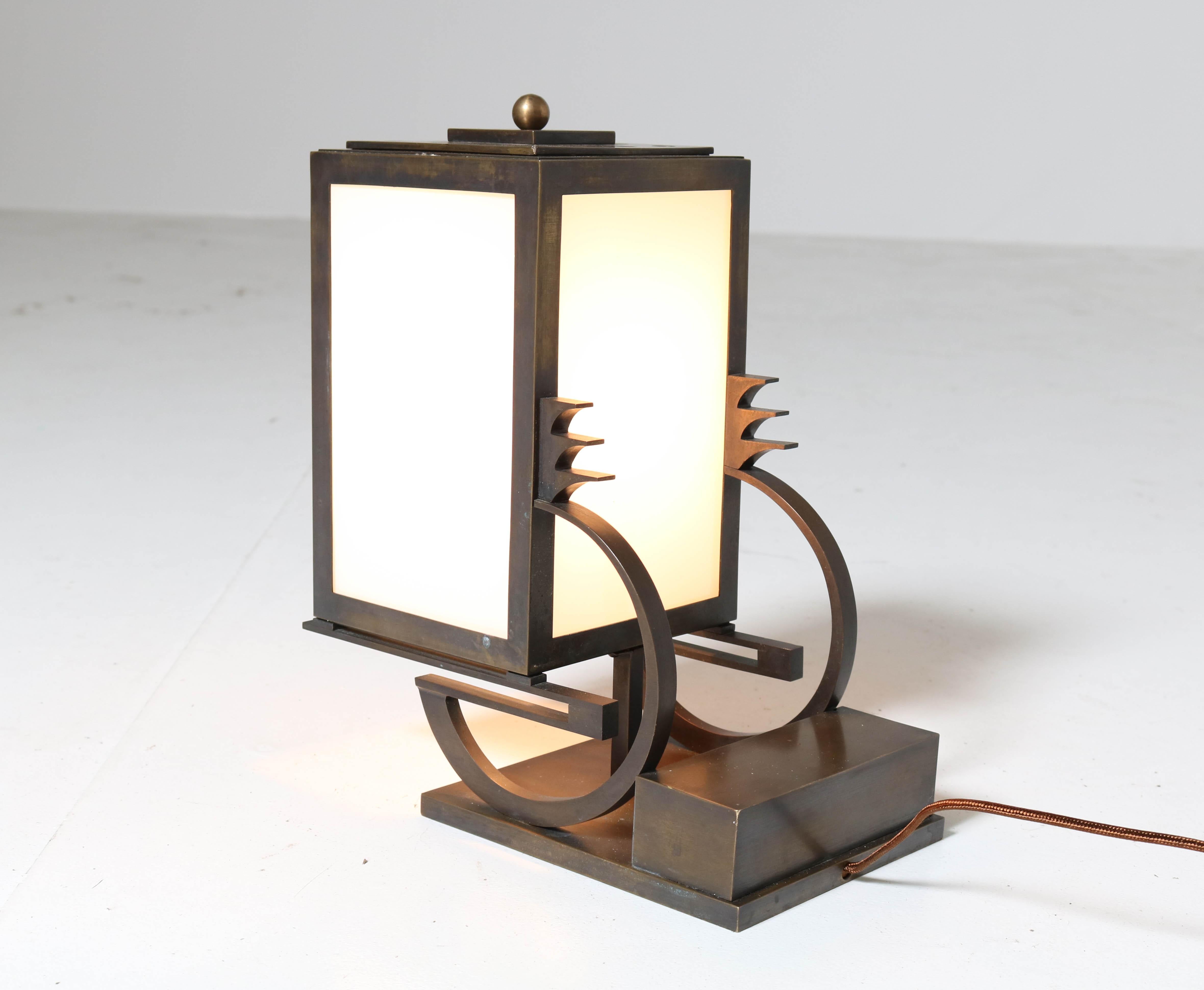 Art Deco Haagse School Bronze Table Lamp by C. J. Gellings, 1920s In Good Condition In Amsterdam, NL