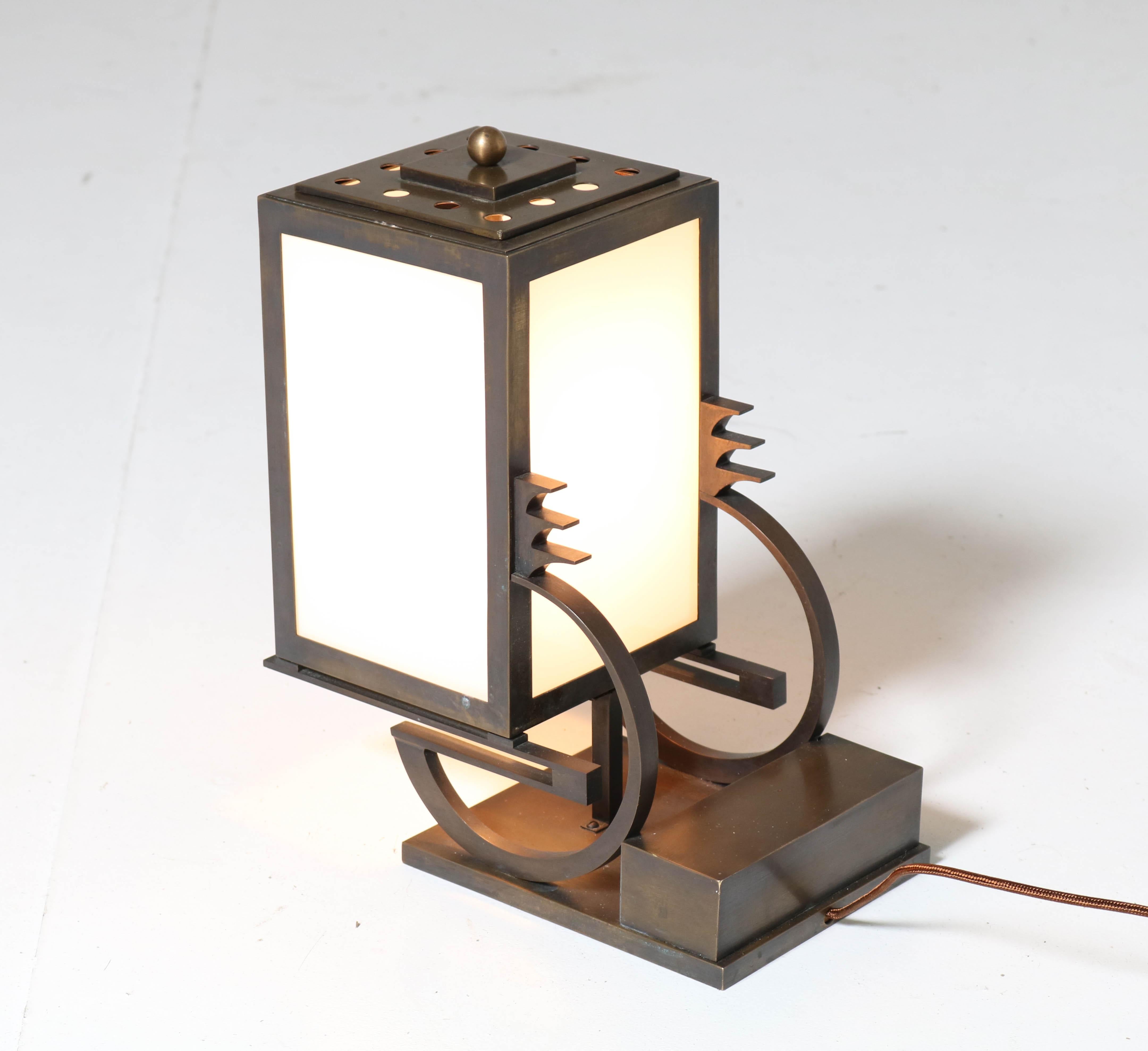 Early 20th Century Art Deco Haagse School Bronze Table Lamp by C. J. Gellings, 1920s