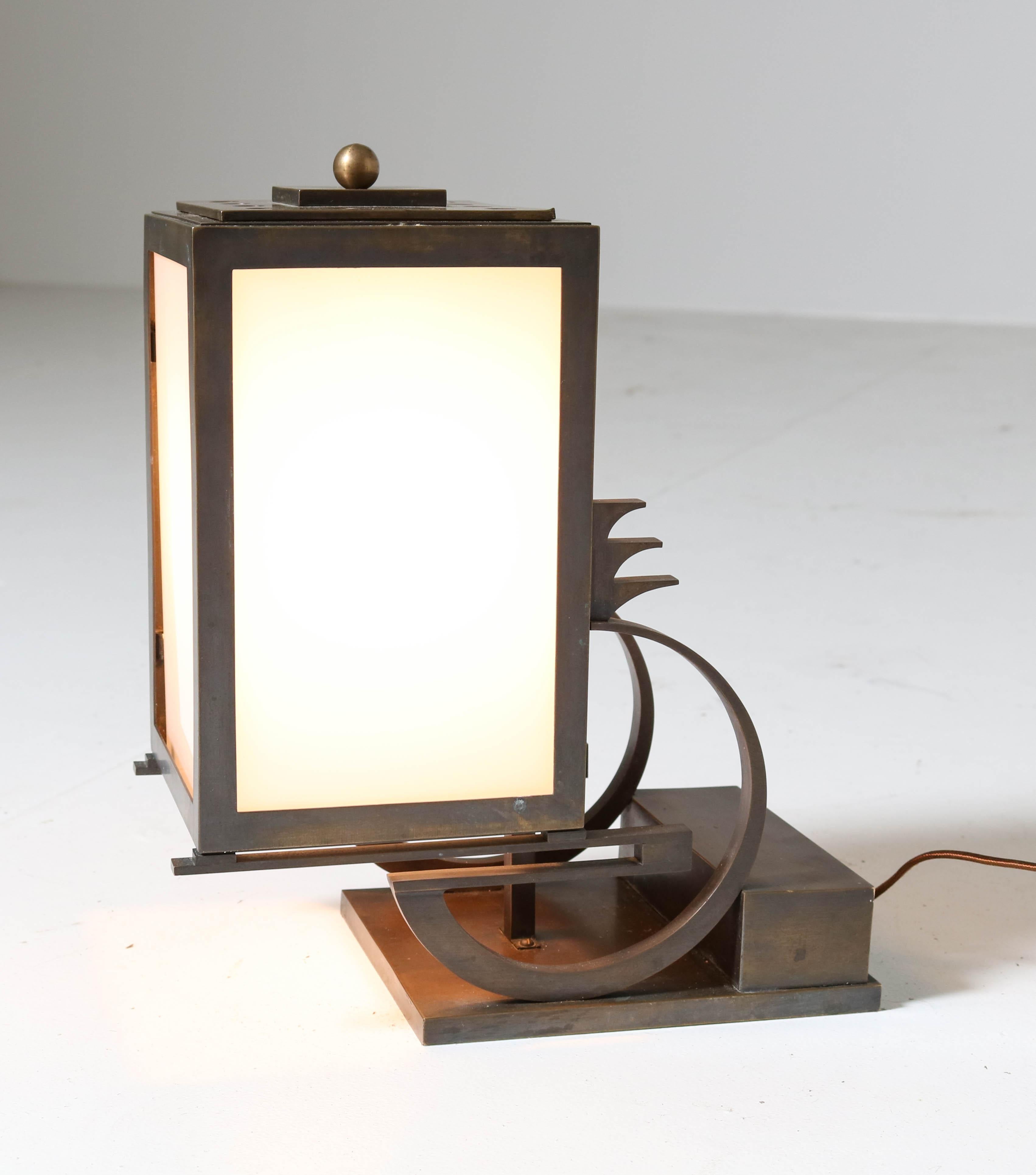 Art Deco Haagse School Bronze Table Lamp by C. J. Gellings, 1920s 3