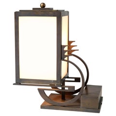 Art Deco Haagse School Bronze Table Lamp by C. J. Gellings, 1920s