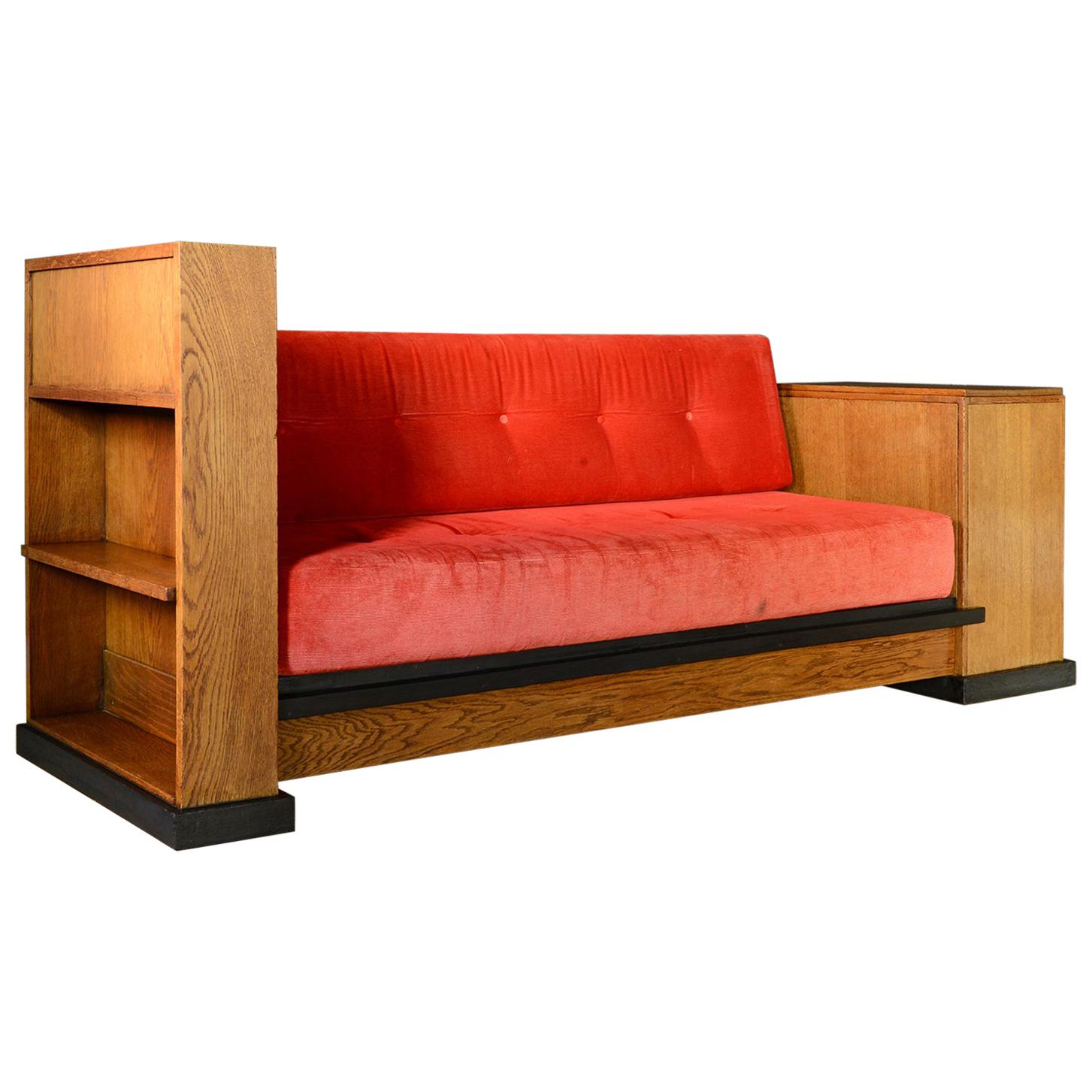 Art Deco Haagse School Cosy Corner or Sofa by Jan Brunott, circa 1920